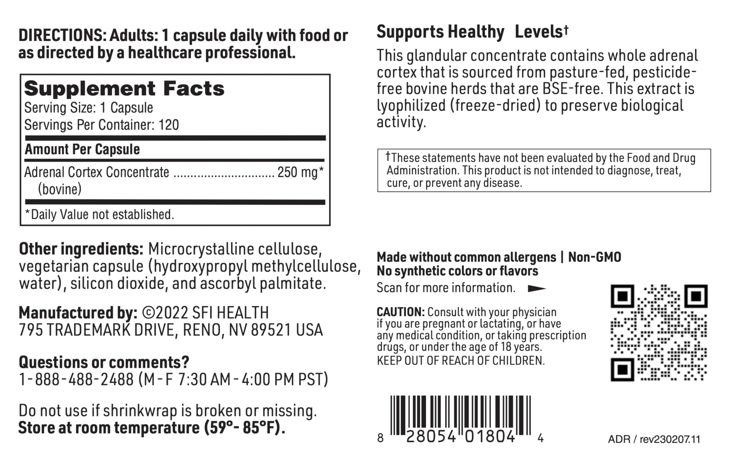 Foto 7 pulgar | Suplementos Klaire Labs Adrenal Cortex 250 Mg Para Suprarrenal Sup - Venta Internacional.