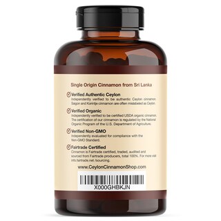 Foto 3 | Suplemento Ceylon Cinnamon Shop Organic 180 Cápsulas - Venta Internacional.