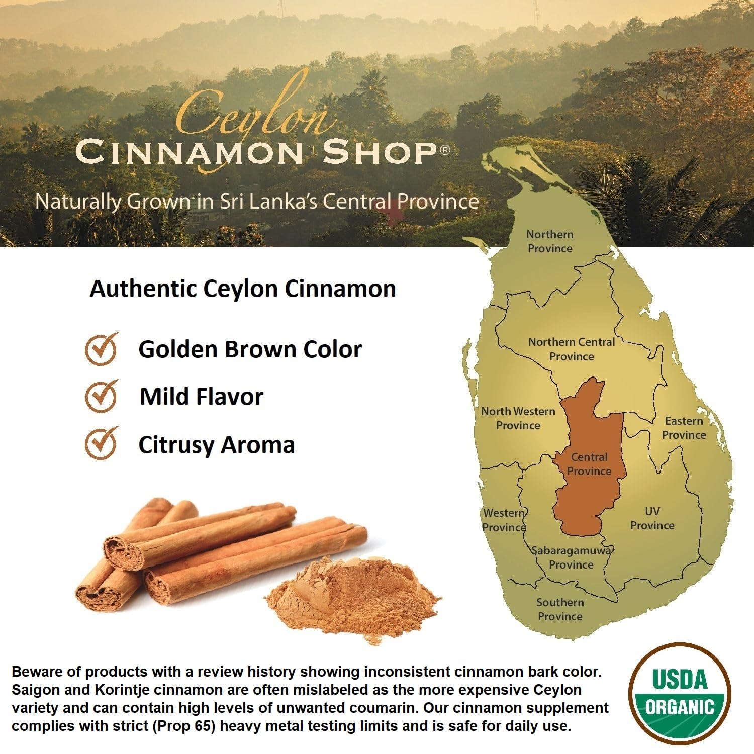 Foto 6 pulgar | Suplemento Ceylon Cinnamon Shop Organic 180 Cápsulas - Venta Internacional.