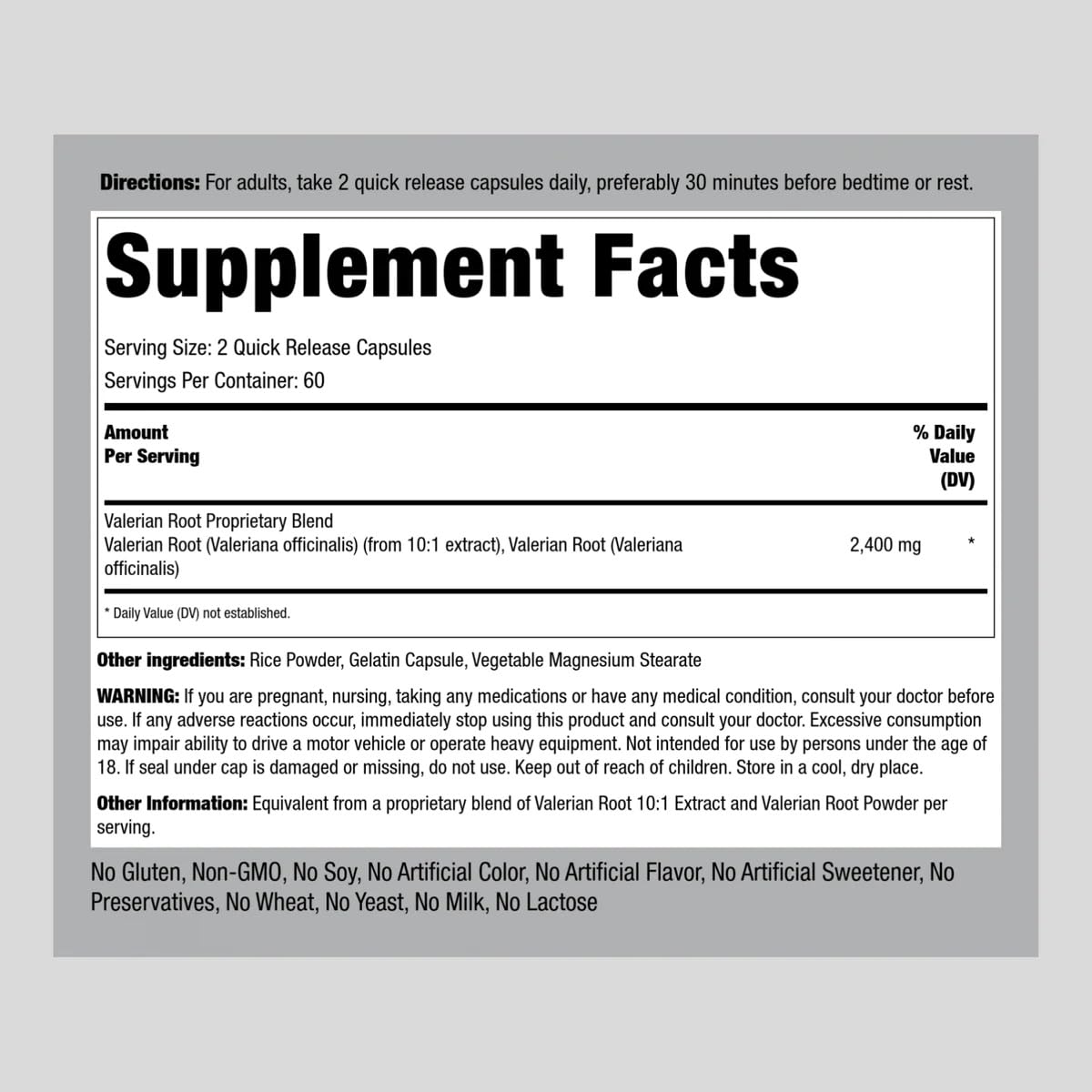 Foto 3 pulgar | Suplemento: Extracto De Raíz De Valeriana Piping Rock, 2400 Mg, 120 Cápsulas - Venta Internacional.