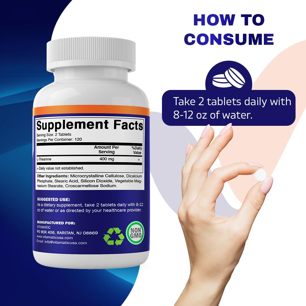 Foto 5 pulgar | Suplemento Vitamático De L-teanina 400 Mg 240 Comprimidos - Venta Internacional.