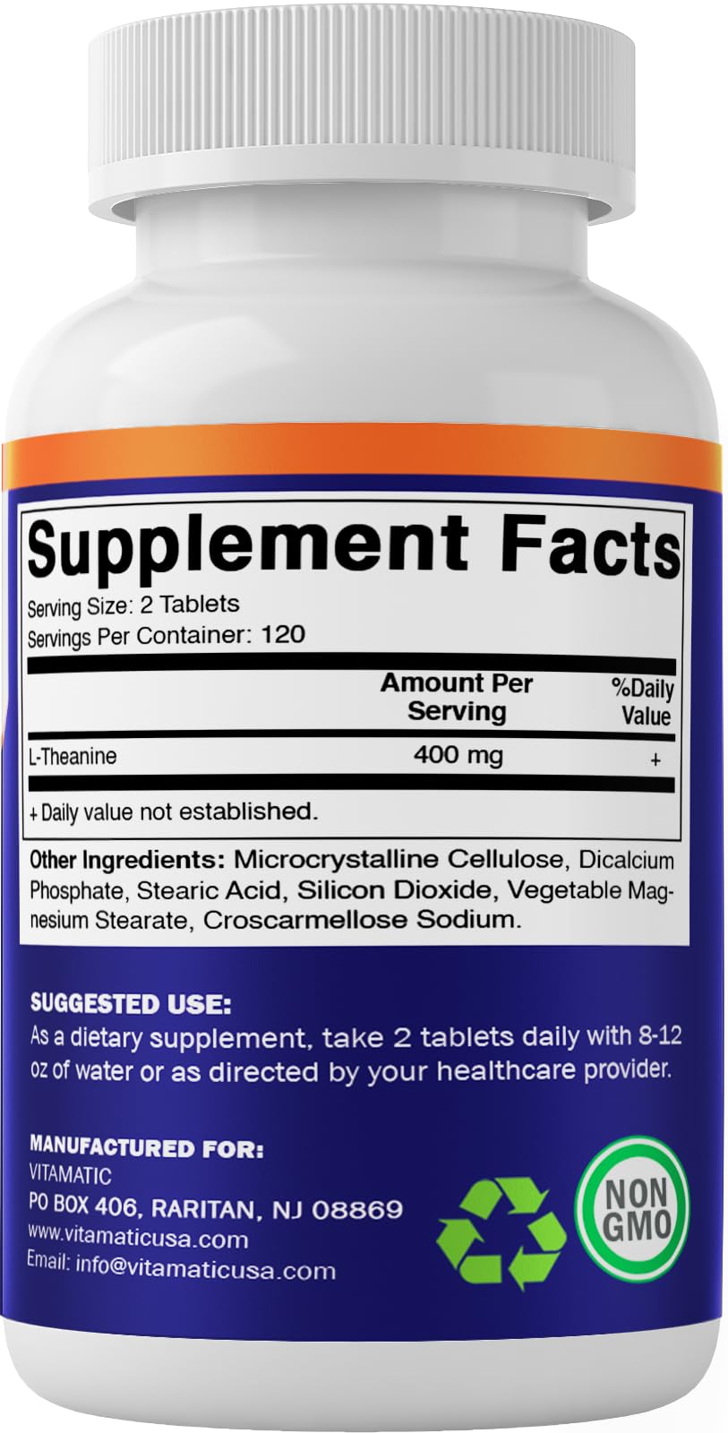 Foto 7 pulgar | Suplemento Vitamático De L-teanina 400 Mg 240 Comprimidos - Venta Internacional.