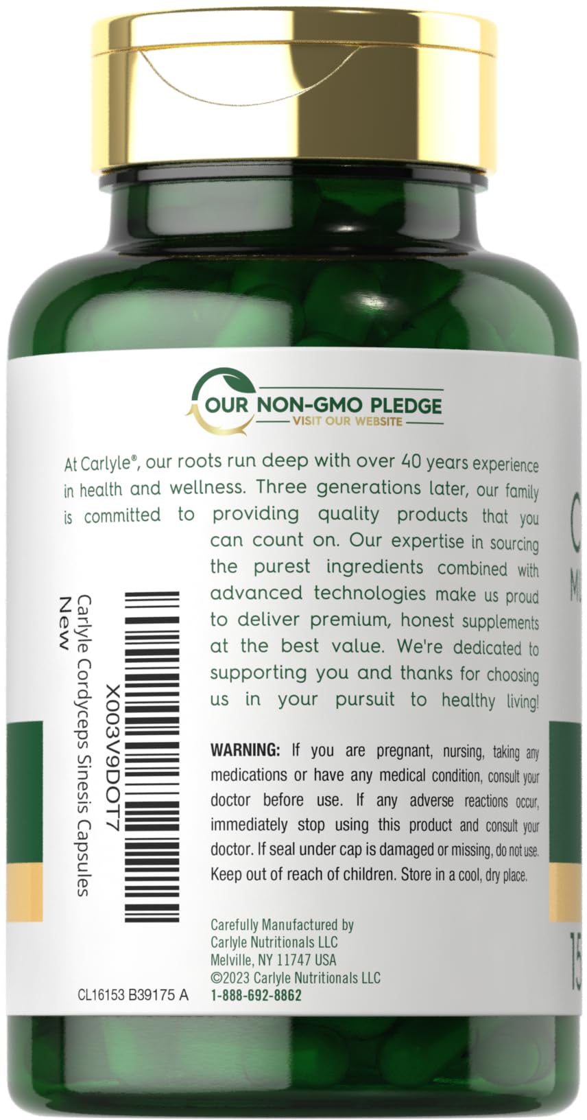 Foto 4 pulgar | Suplemento De Extracto De Hongos Carlyle Cordyceps 1000 Mg 150 Cápsulas - Venta Internacional.