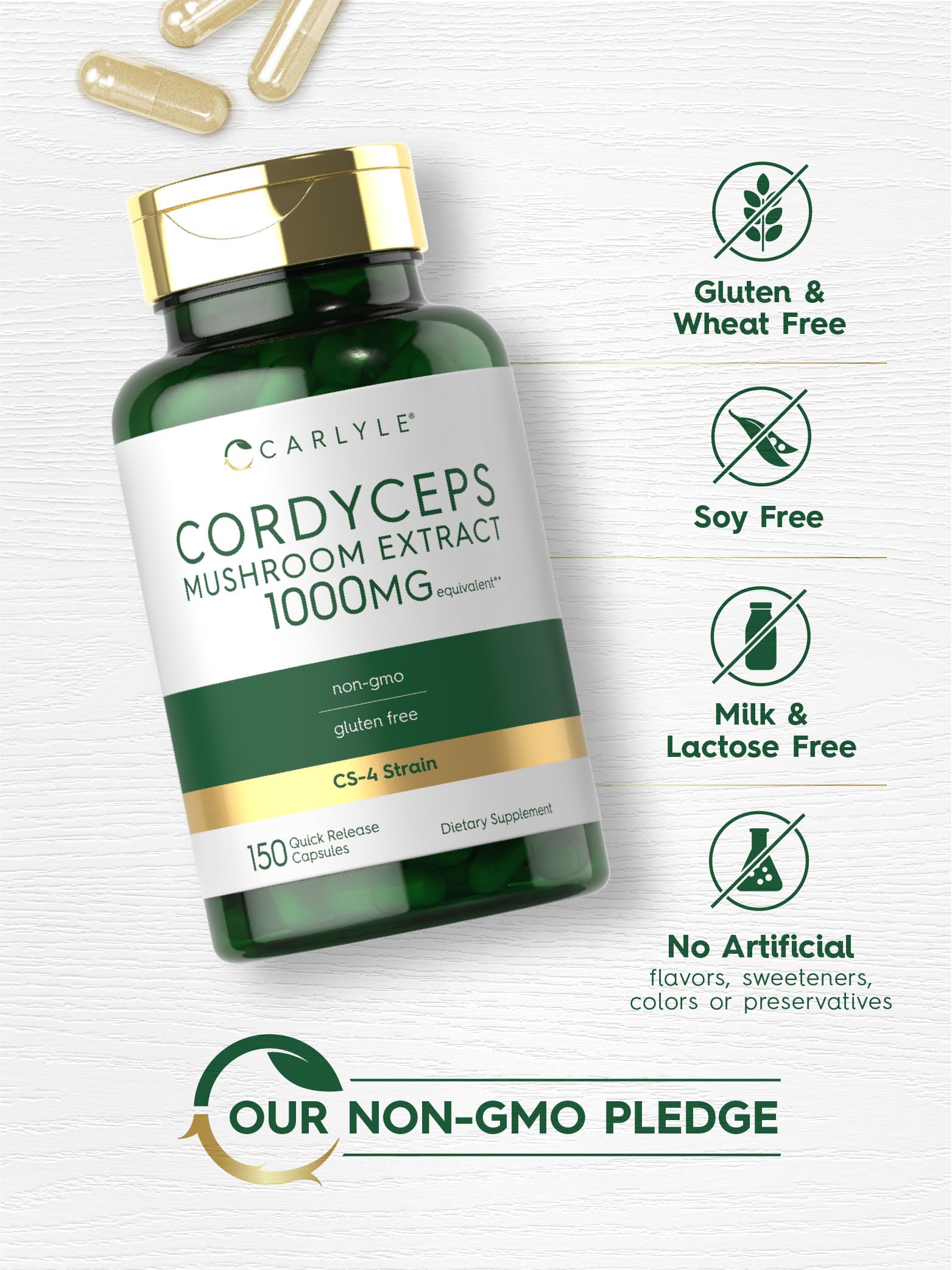 Foto 6 pulgar | Suplemento De Extracto De Hongos Carlyle Cordyceps 1000 Mg 150 Cápsulas - Venta Internacional.
