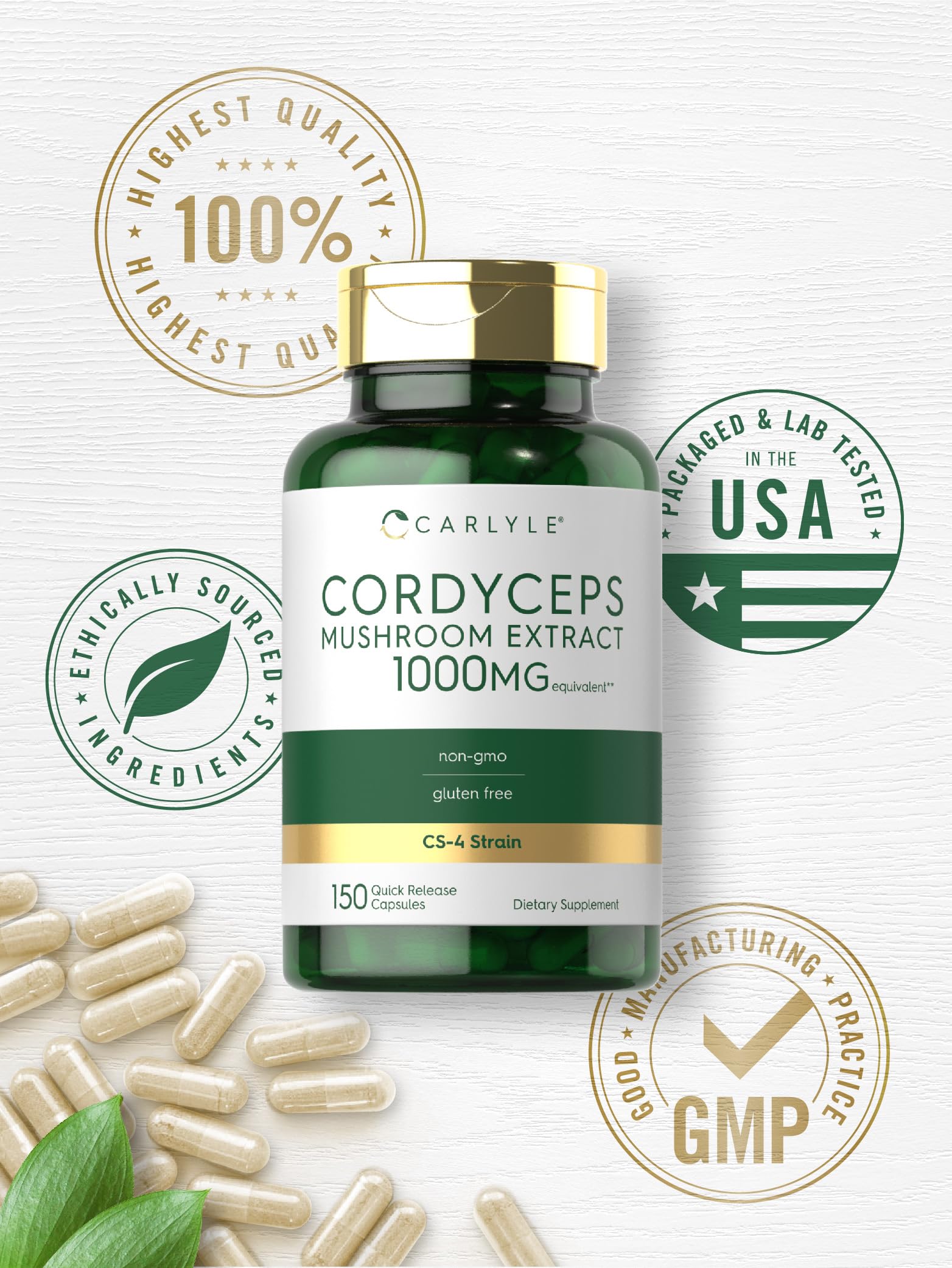 Foto 7 pulgar | Suplemento De Extracto De Hongos Carlyle Cordyceps 1000 Mg 150 Cápsulas - Venta Internacional.