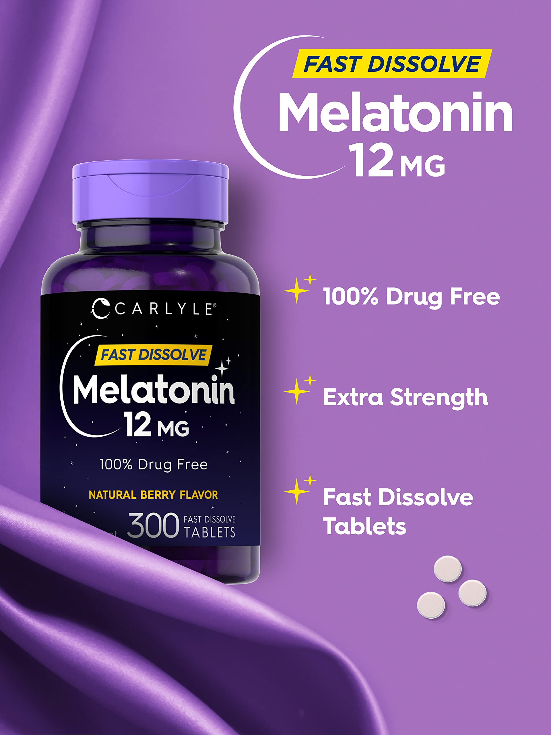 Foto 4 pulgar | Suplemento Carlyle Melatonin 12 Mg De Disolución Rápida, 300 Comprimidos - Venta Internacional.