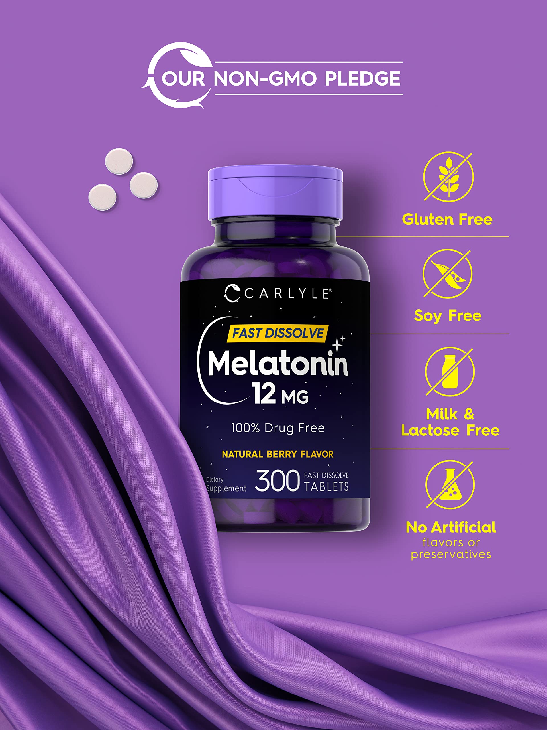 Foto 5 pulgar | Suplemento Carlyle Melatonin 12 Mg De Disolución Rápida, 300 Comprimidos - Venta Internacional.