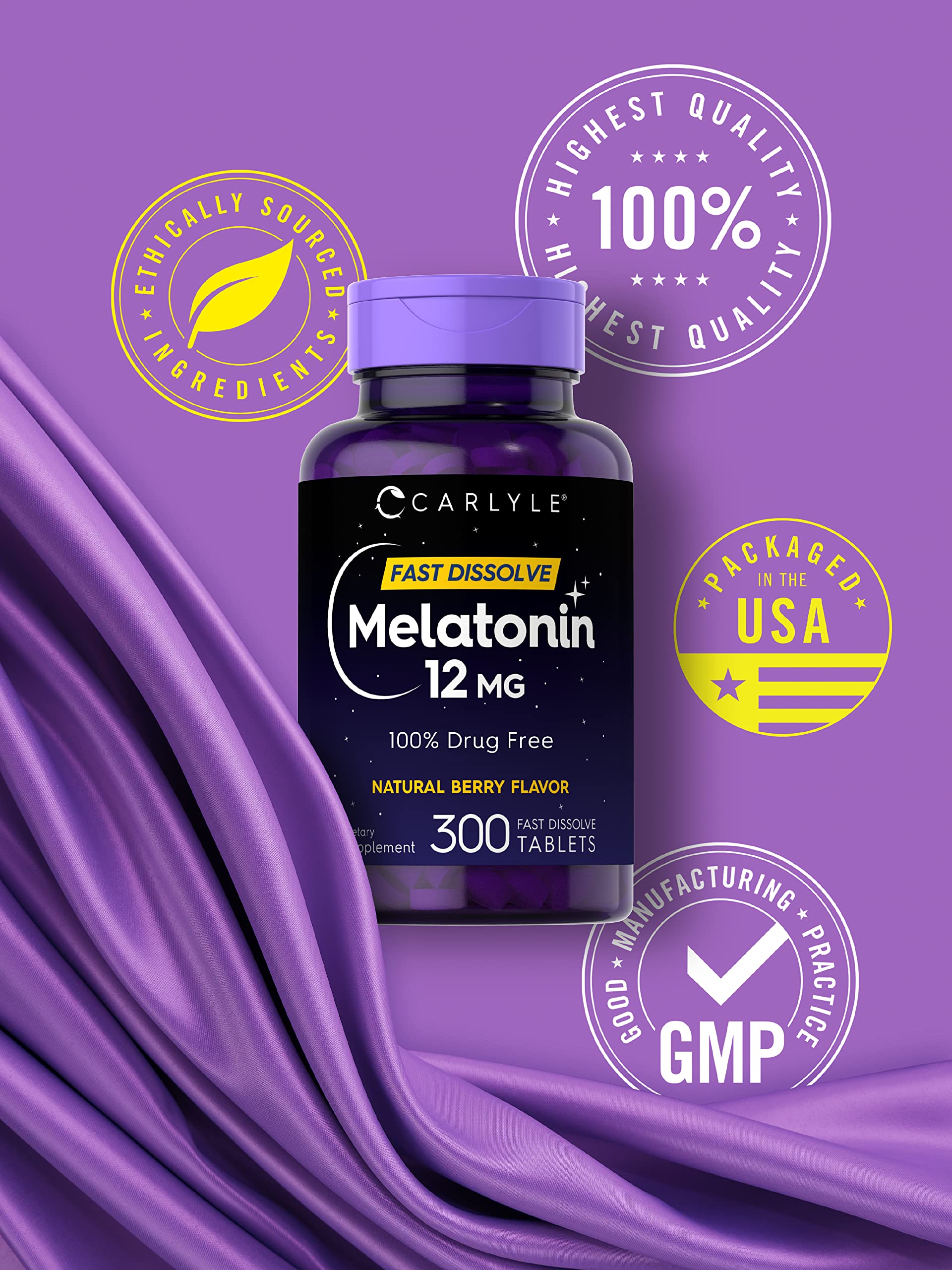 Foto 6 pulgar | Suplemento Carlyle Melatonin 12 Mg De Disolución Rápida, 300 Comprimidos - Venta Internacional.