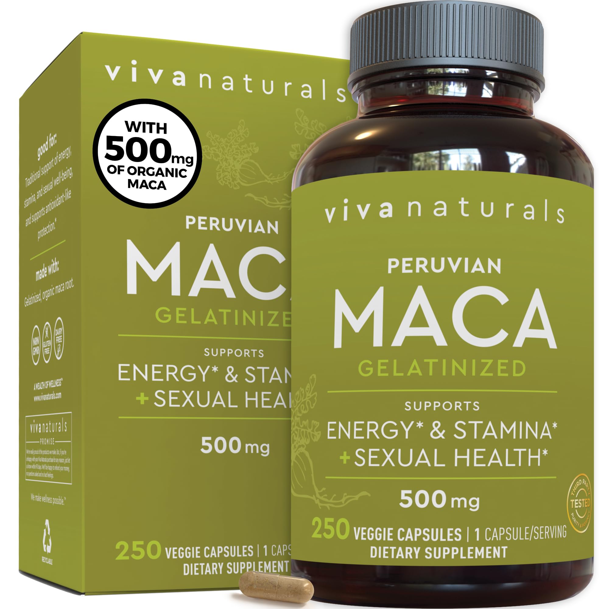 Foto 2 pulgar | Suplemento Viva Naturals De Raíz De Maca Peruana 250 Cápsulas 500 - Venta Internacional.