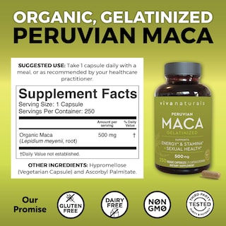 Foto 2 | Suplemento Viva Naturals De Raíz De Maca Peruana 250 Cápsulas 500 - Venta Internacional.