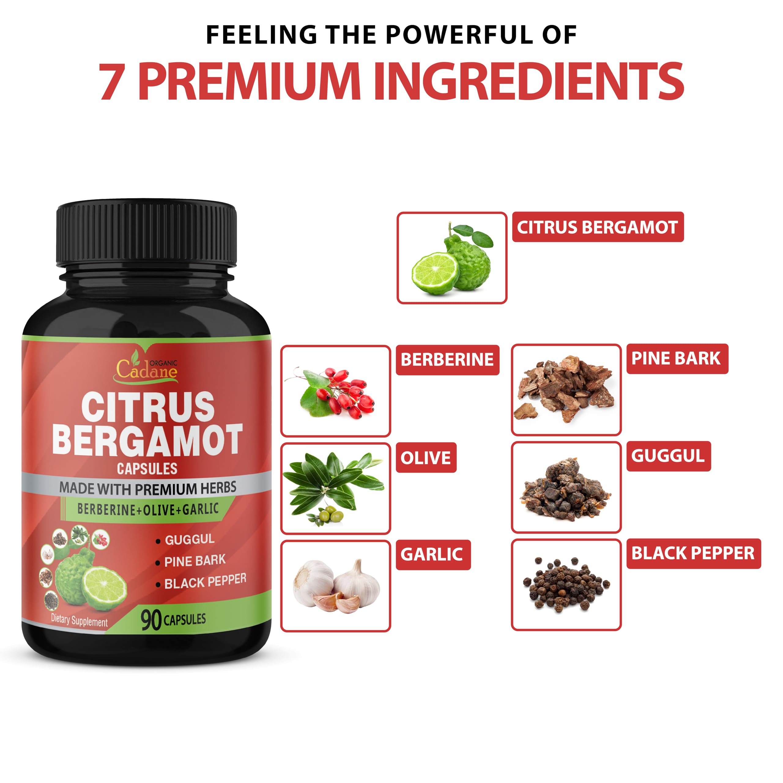 Foto 4 pulgar | Suplemento Orgánico Cadane Citrus Bergamota 10300 Mg 90 Cápsulas - Venta Internacional.