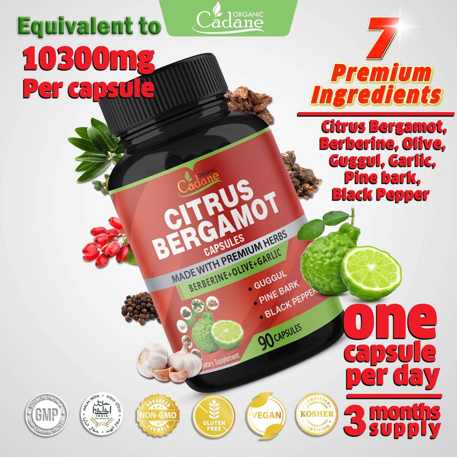 Foto 7 pulgar | Suplemento Orgánico Cadane Citrus Bergamota 10300 Mg 90 Cápsulas - Venta Internacional.