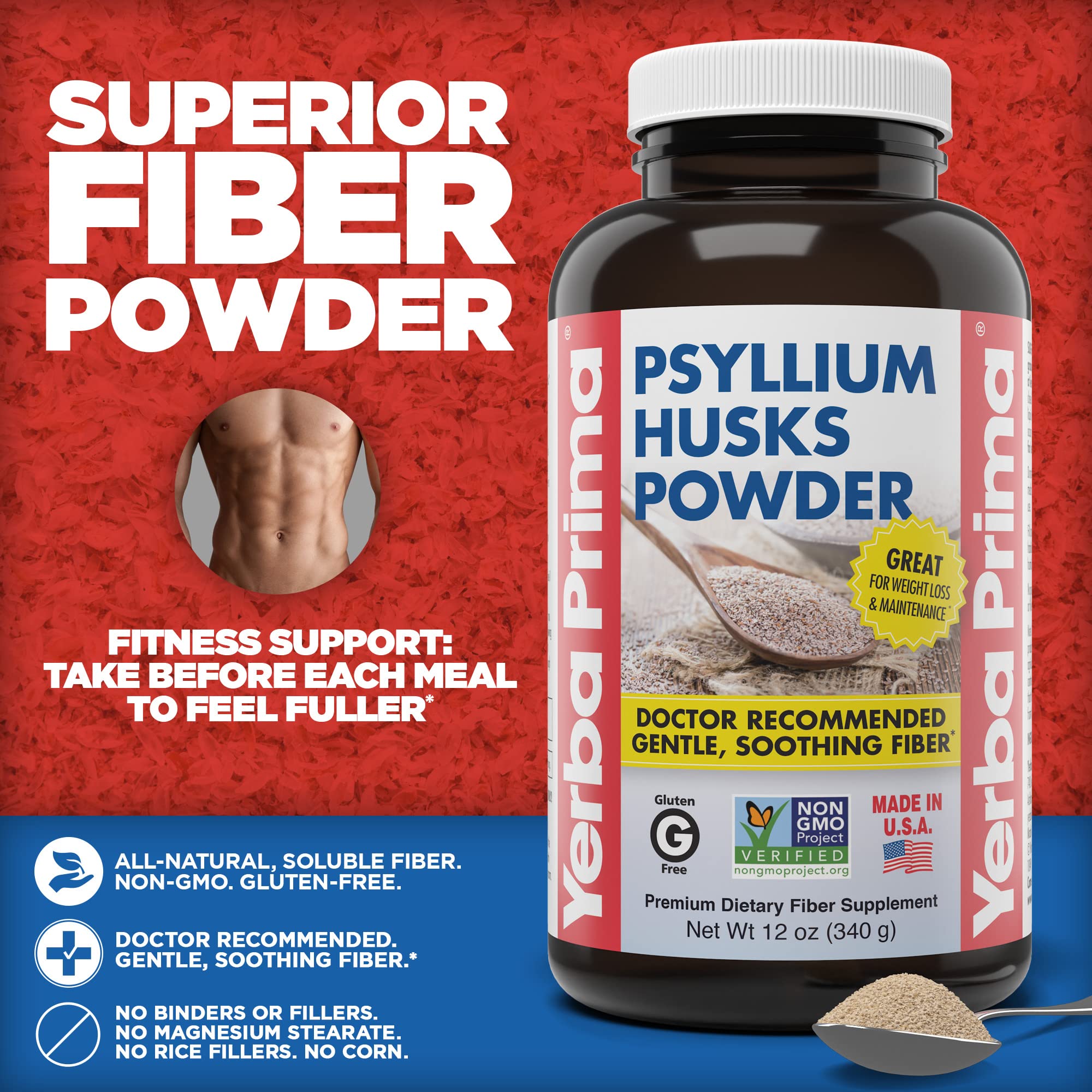Foto 4 pulgar | Suplemento De Fibra De Cáscaras De Psilio En Polvo De Yerba Prima, 350 Ml - Venta Internacional.