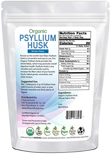 Foto 3 pulgar | Cáscaras De Psyllium Enteras Orgánicas De Supplement Z Natural Foods 1.36 - Venta Internacional.