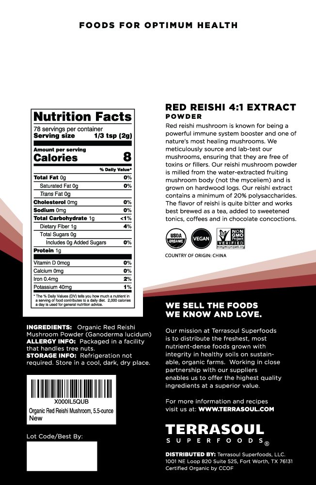 Foto 3 pulgar | Polvo De Hongos Terrasoul Superfoods Reishi 4:1 Extract 160 Ml - Venta Internacional.