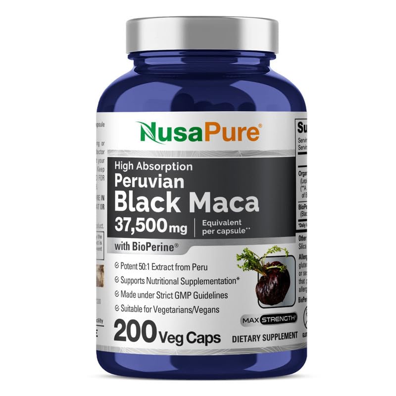 Foto 2 pulgar | Suplemento De Raíz De Maca Negra Nusapure 37.500 Mg 200 Cápsulas - Venta Internacional.