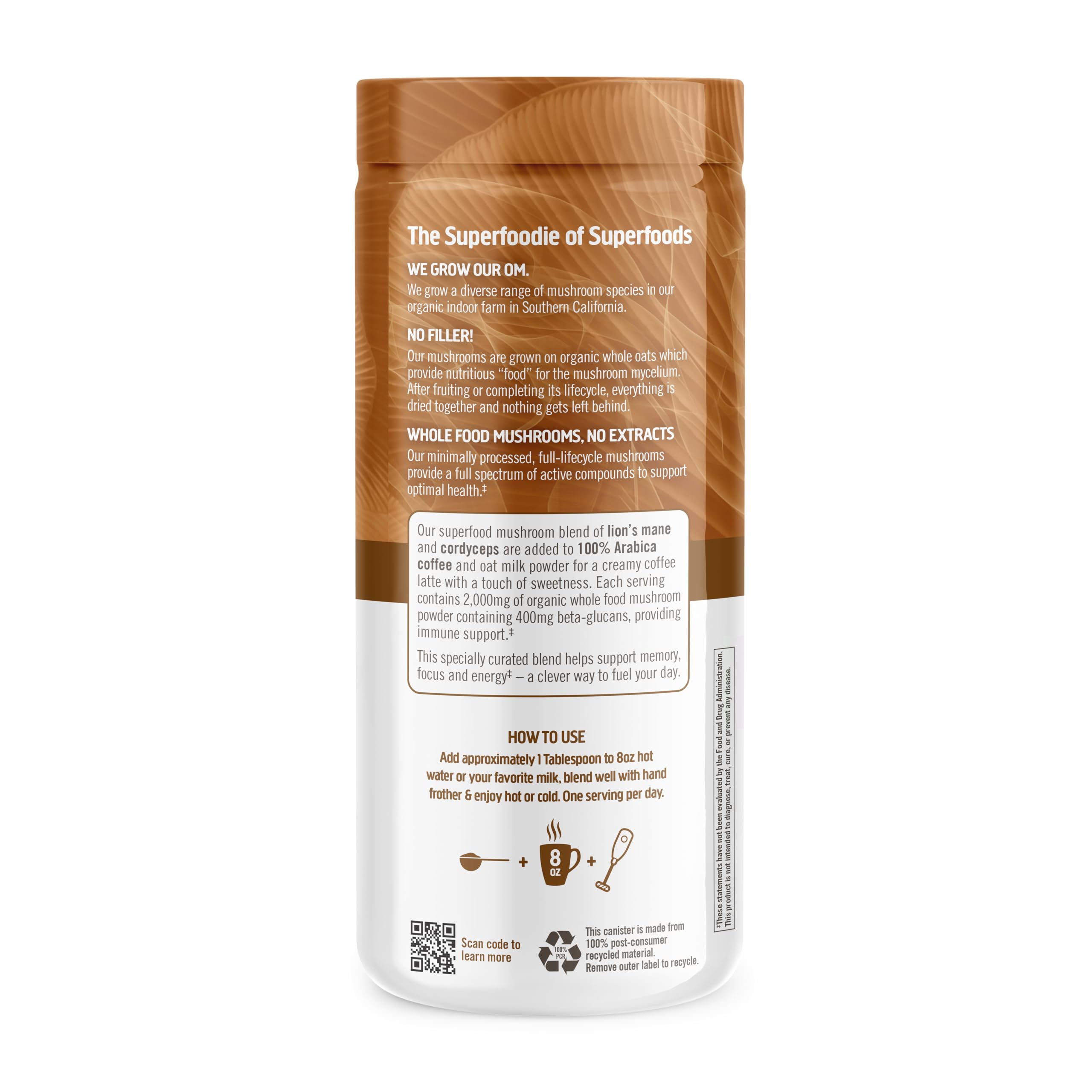 Foto 3 pulgar | Suplemento Om Mushroom Superfood Coffee Latte Blend 250 Ml - Venta Internacional.