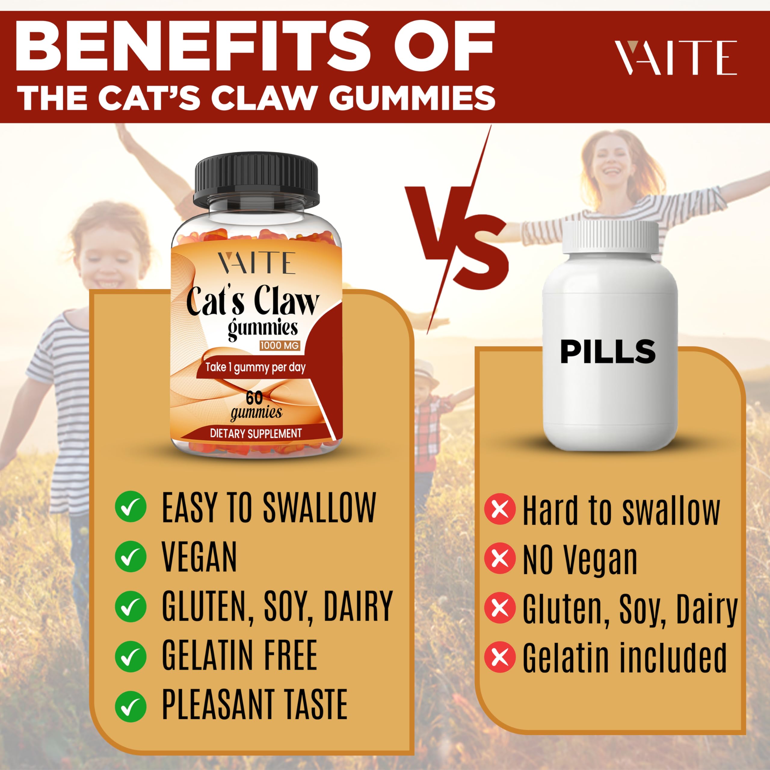 Foto 6 pulgar | Suplemento Vaite Cats Claw, 1000 Mg, Gomitas Veganas, 60 Unidades - Venta Internacional.