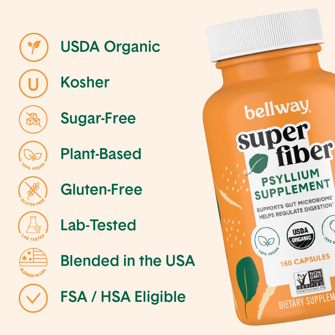 Foto 5 pulgar | Suplemento Bellway Organic Psyllium Husk Super Fiber Capsule - Venta Internacional.