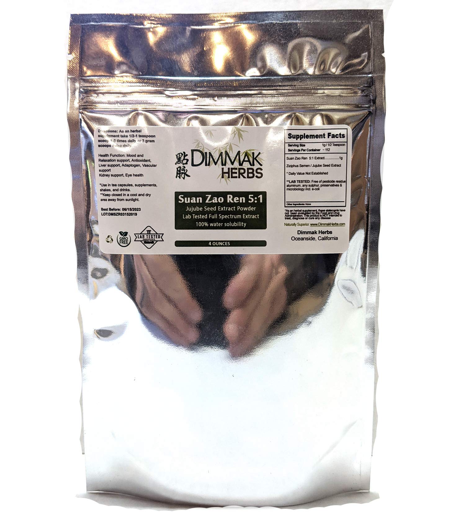 Foto 2 | Suplemento De Extracto Orgánico De Suan Zao Ren De Dimmak Herbs, 112 G - Venta Internacional.