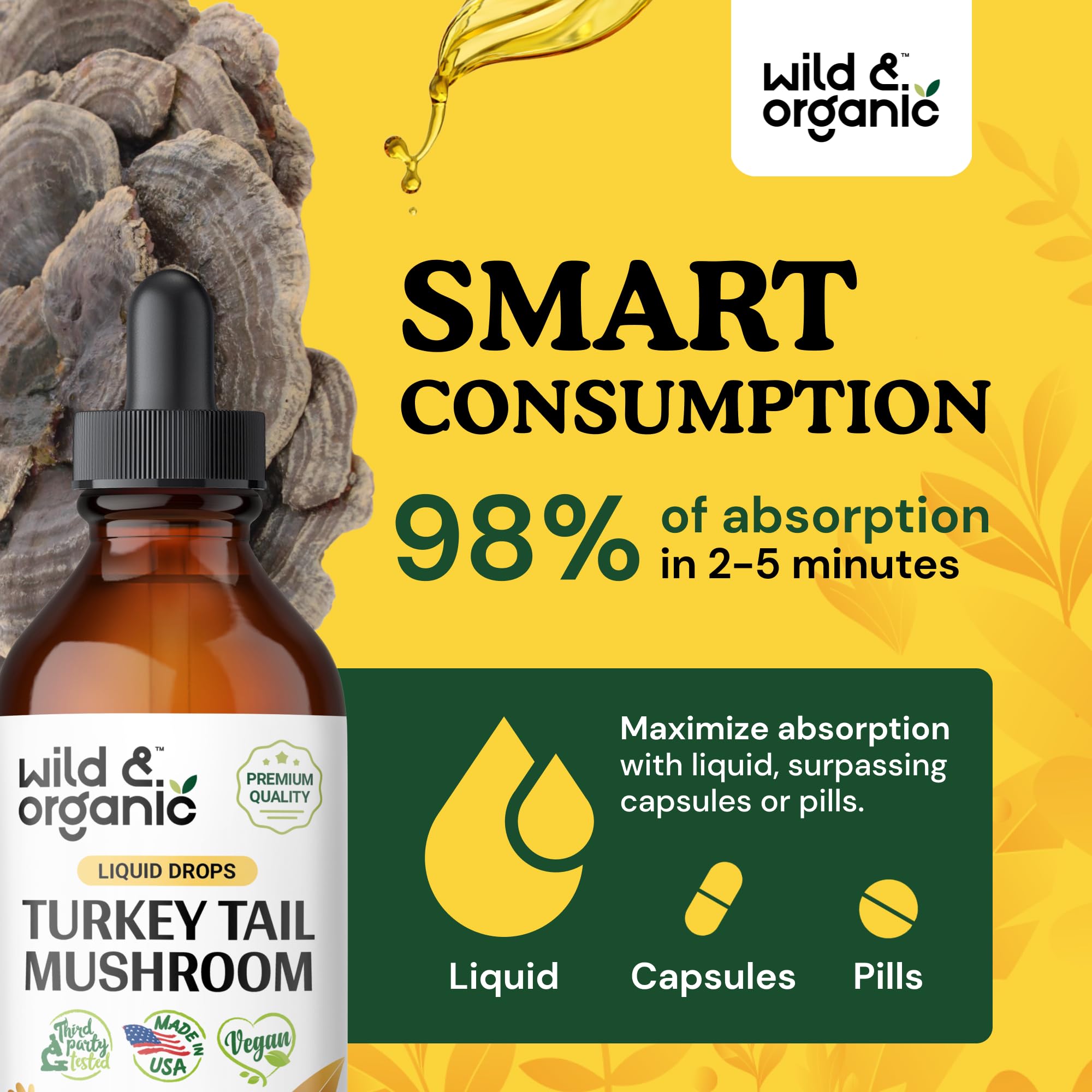 Foto 4 pulgar | Suplemento De Extracto De Hongos De Cola De Pavo Silvestre Y Orgánico 120 Ml - Venta Internacional.