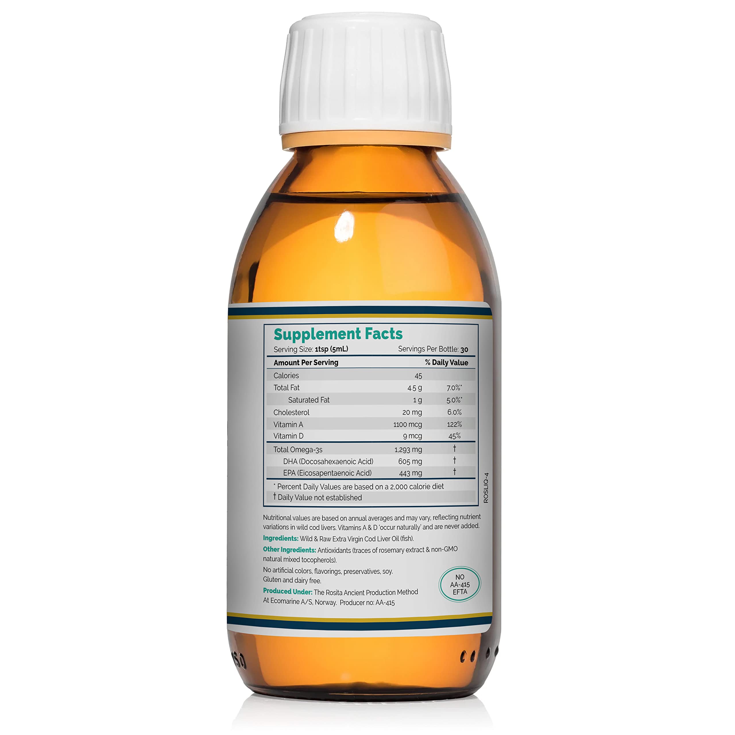 Foto 3 pulgar | Aceite De Hígado De Bacalao Rosita Extra Virgin Liquid 30 Ml - Venta Internacional.