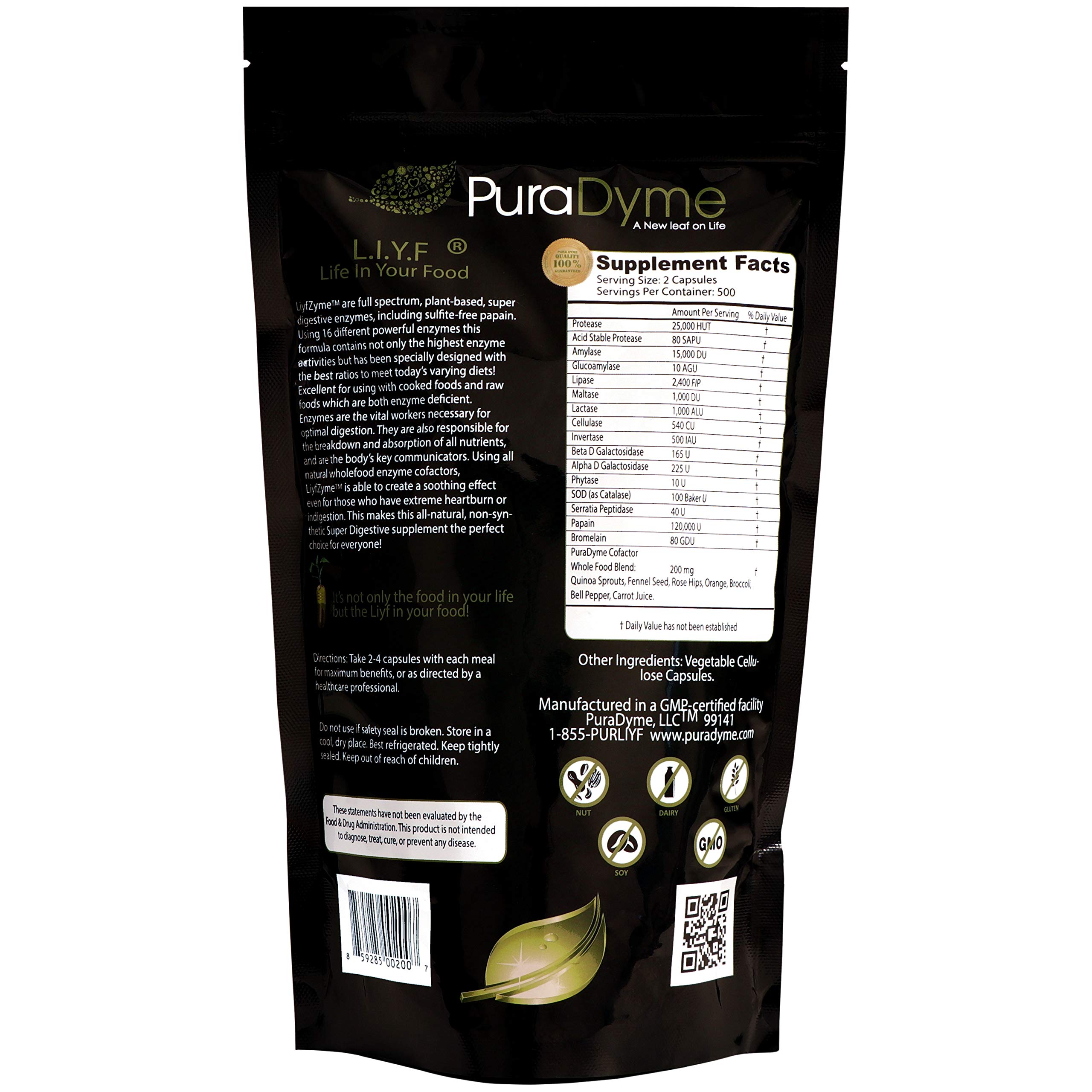 Foto 3 pulgar | Cápsulas Vegetarianas Puradyme Liyfzyme 1000 - Venta Internacional.