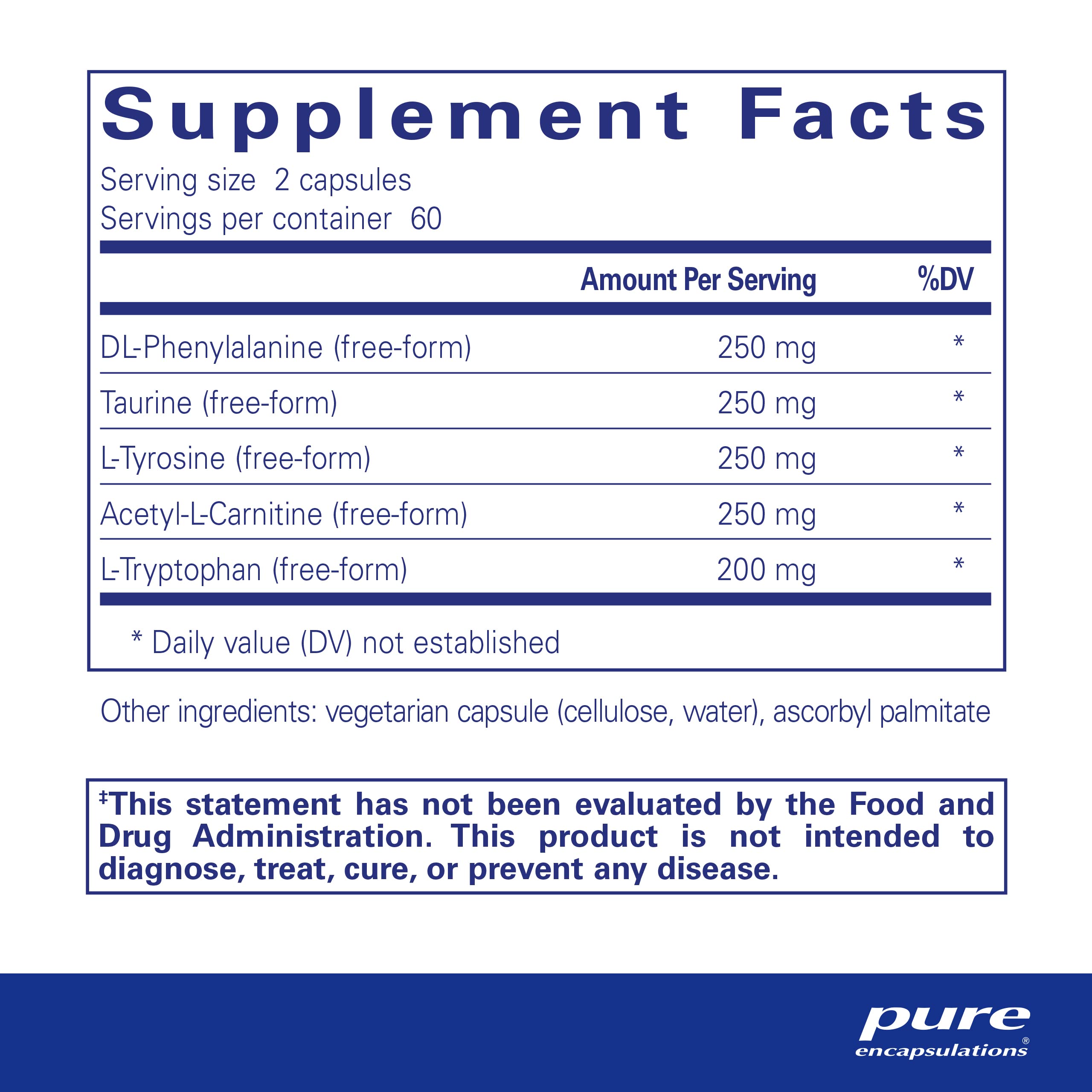 Foto 2 | Suplemento Pure Encapsulations Cognitive Aminos 120 Cápsulas - Venta Internacional.