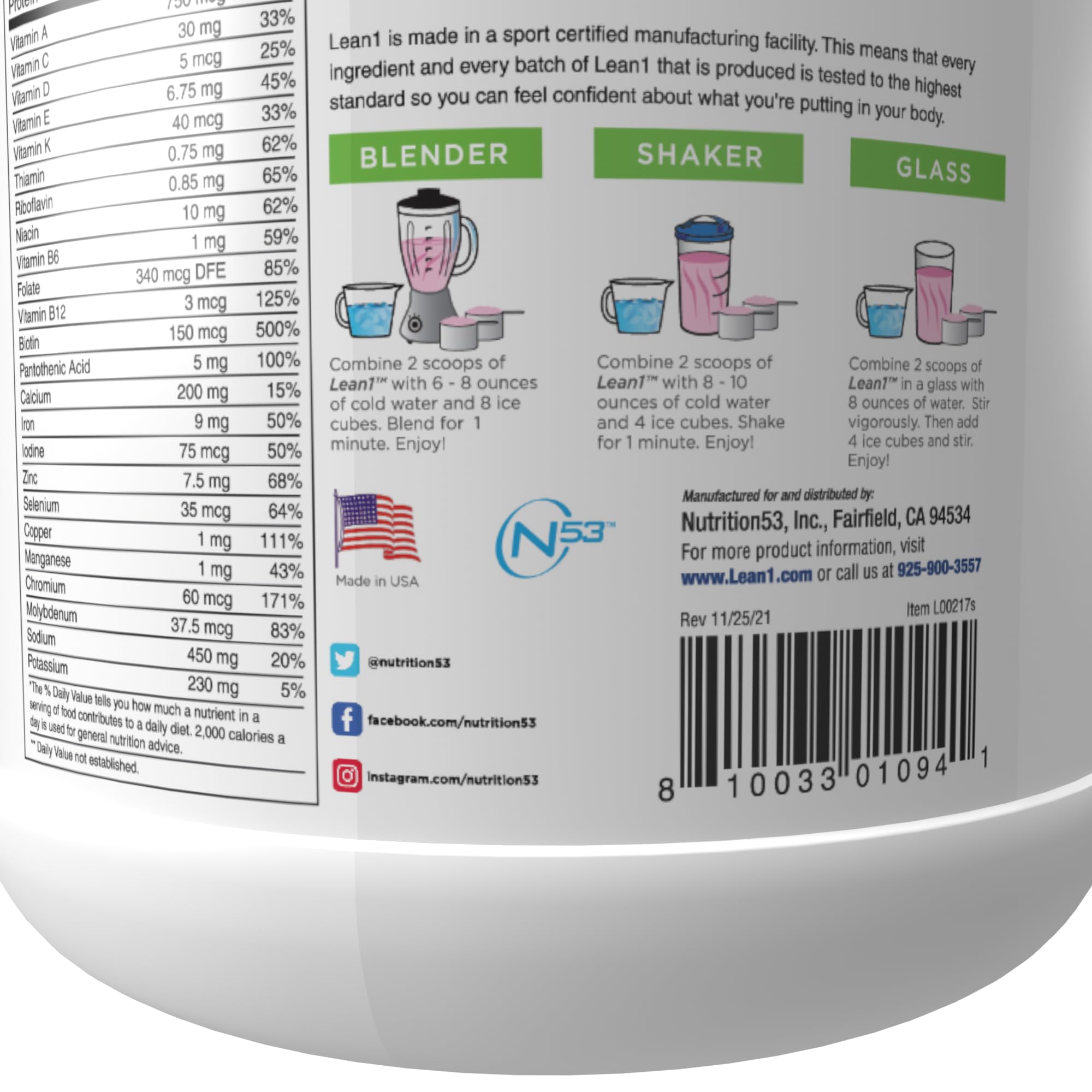 Foto 5 pulgar | Sustitutivo de Comidas En Polvo Nutrition 53 Lean 1 2500 Ml Fresa - Venta Internacional