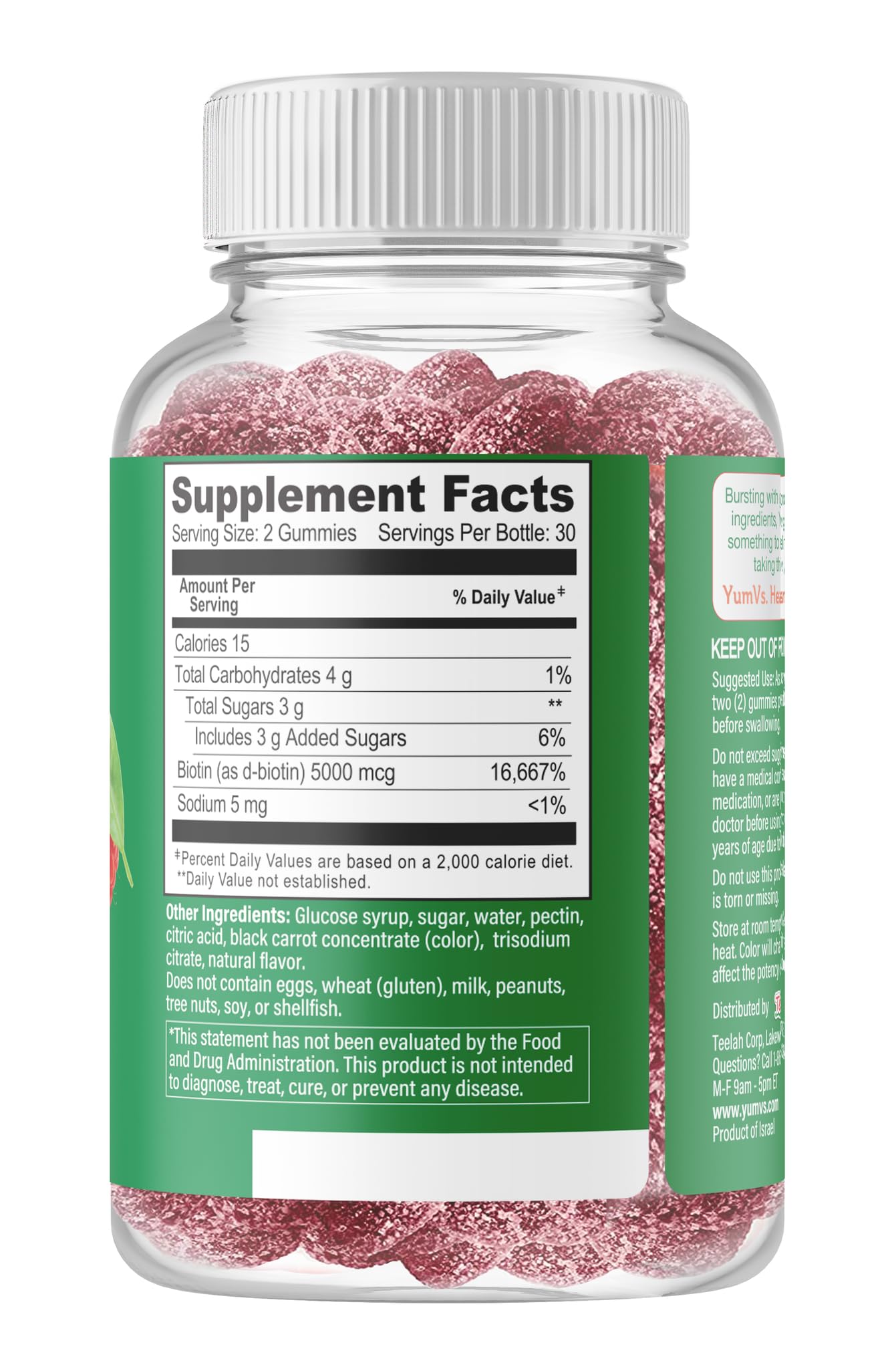 Foto 4 pulgar | Suplemento De Gomitas De Biotina Yum-v's De 5000 Mcg Para Cabello, Piel Y Uñas - Venta Internacional.