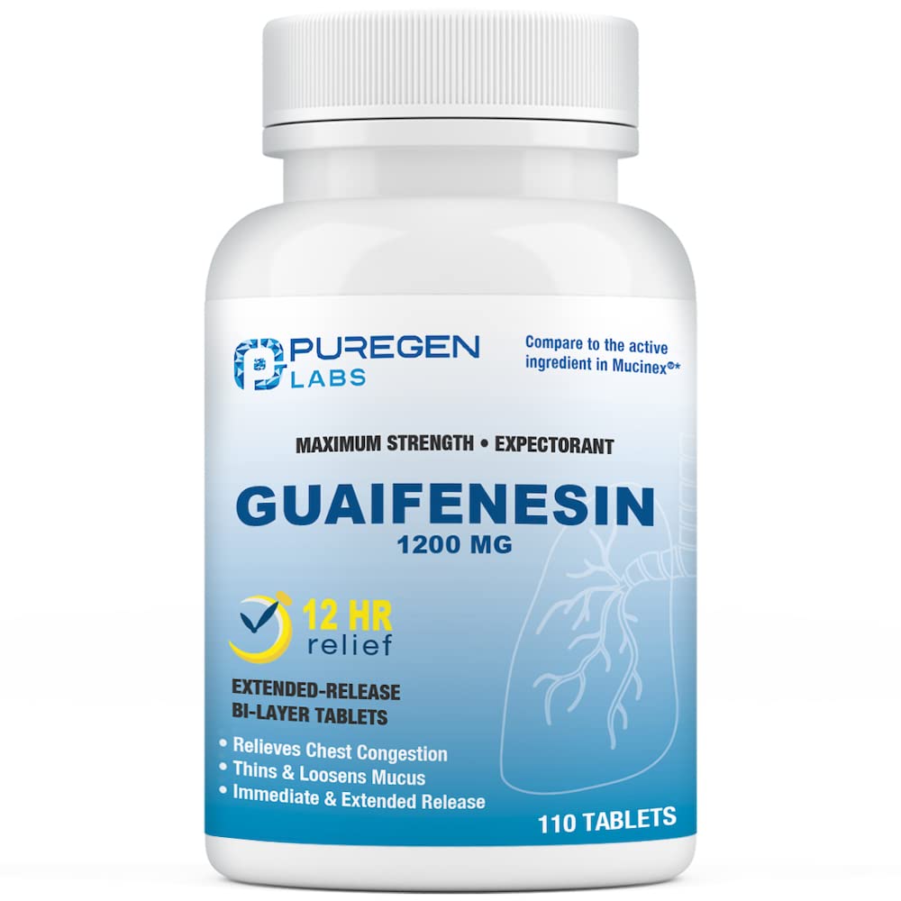 Foto 2 pulgar | Mucus Relief Puregen Labs, Guaifenesina, 1200 Mg, Liberación En 12 Horas - Venta Internacional.