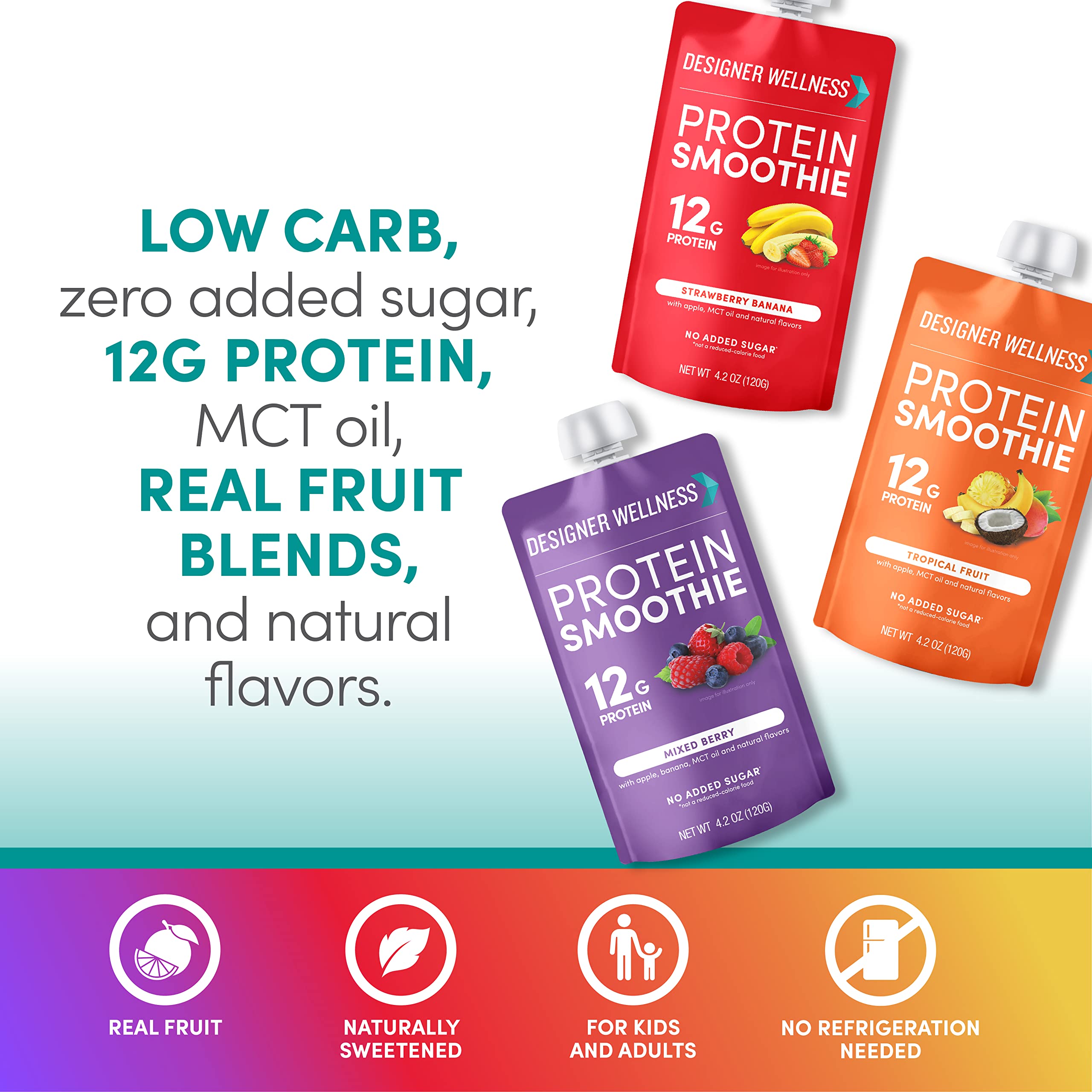 Foto 4 pulgar | Protein Smoothie Designer Wellness Real Fruit, 12 G De Proteína - Venta Internacional.