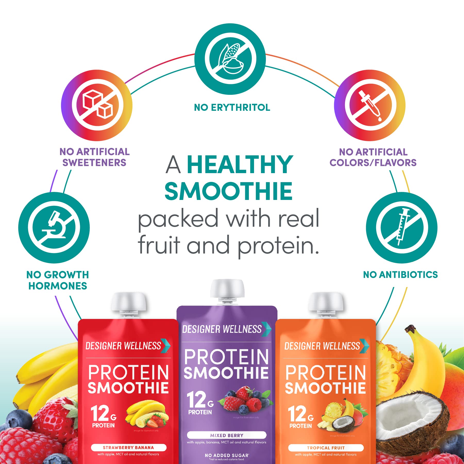 Foto 5 pulgar | Protein Smoothie Designer Wellness Real Fruit, 12 G De Proteína - Venta Internacional.