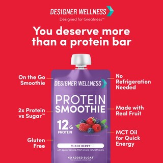Foto 7 | Protein Smoothie Designer Wellness Real Fruit, 12 G De Proteína - Venta Internacional.