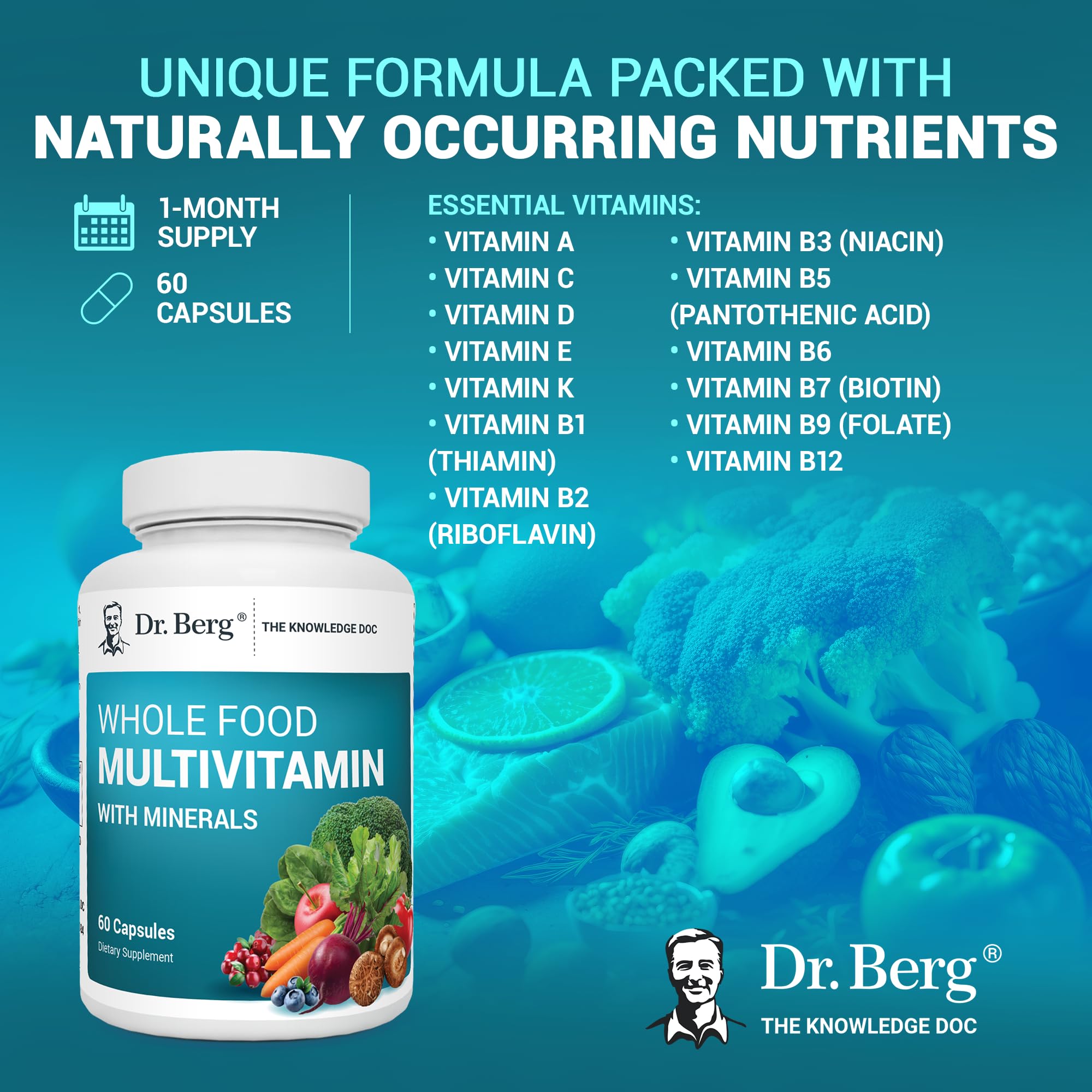 Foto 5 | Suplemento Multivitamínico Dr. Berg Whole Food 60 Cápsulas - Venta Internacional.