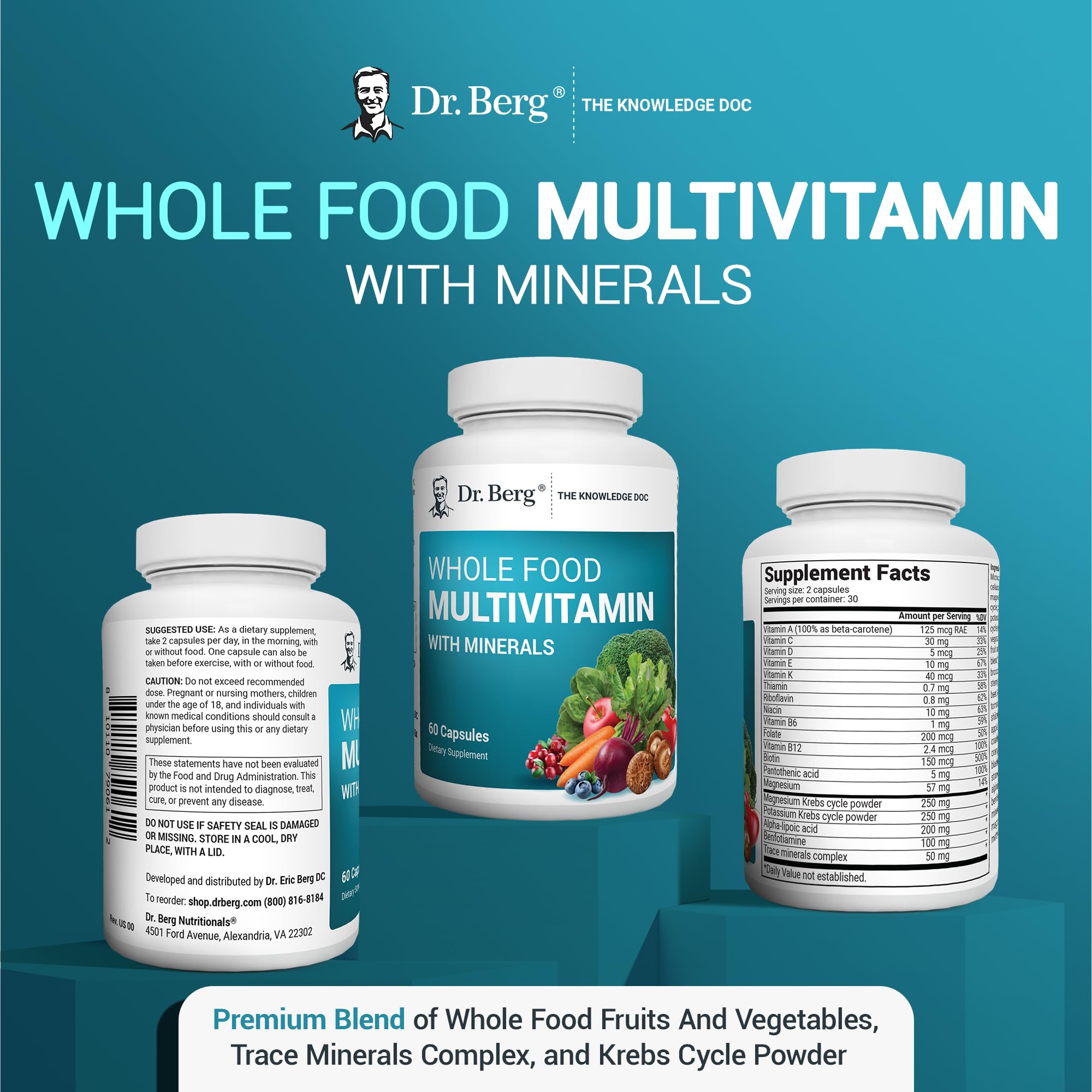 Foto 6 | Suplemento Multivitamínico Dr. Berg Whole Food 60 Cápsulas - Venta Internacional.