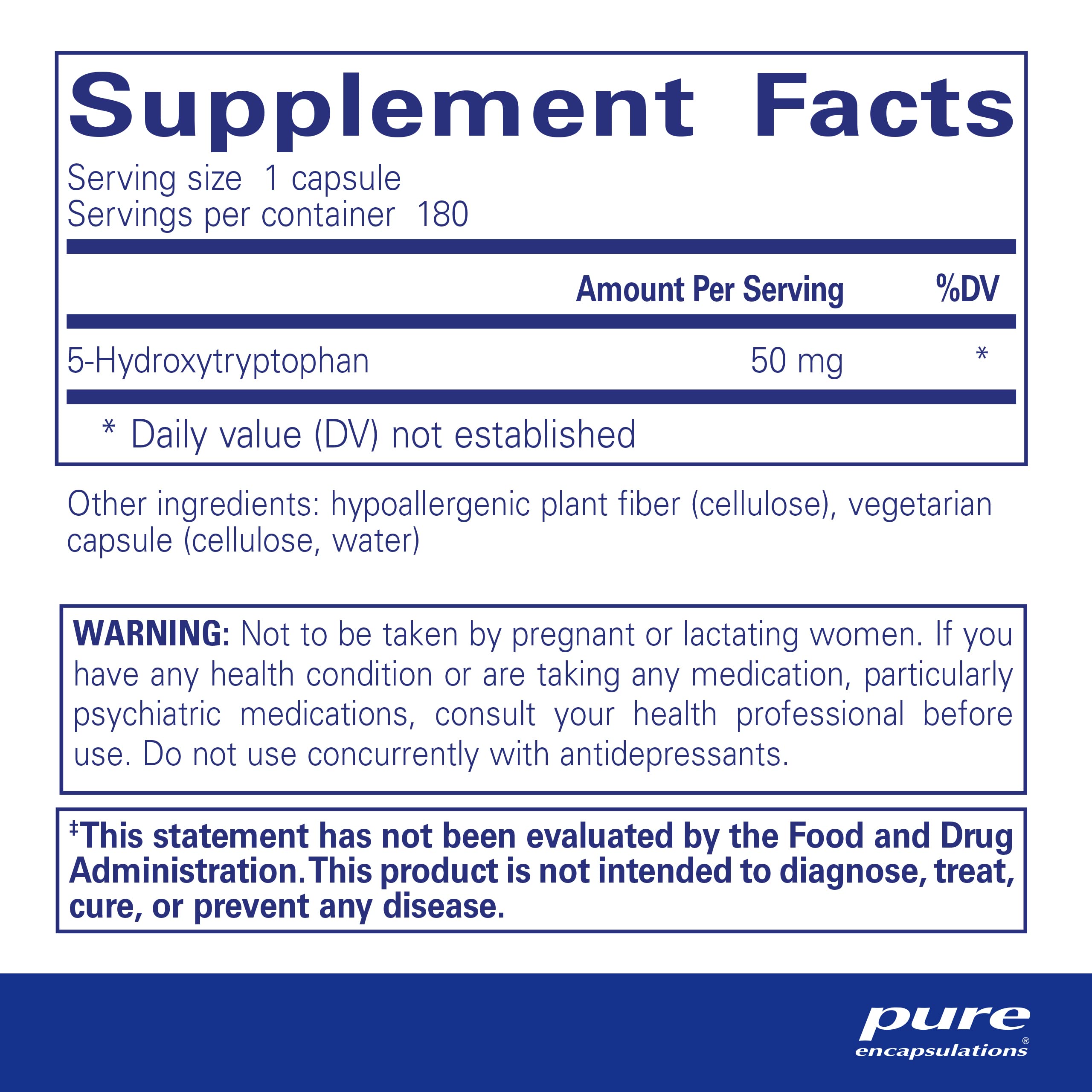 Foto 3 pulgar | Suplemento Pure Encapsulations 5-htp 50 Mg Para Brain 180 Cápsulas - Venta Internacional.