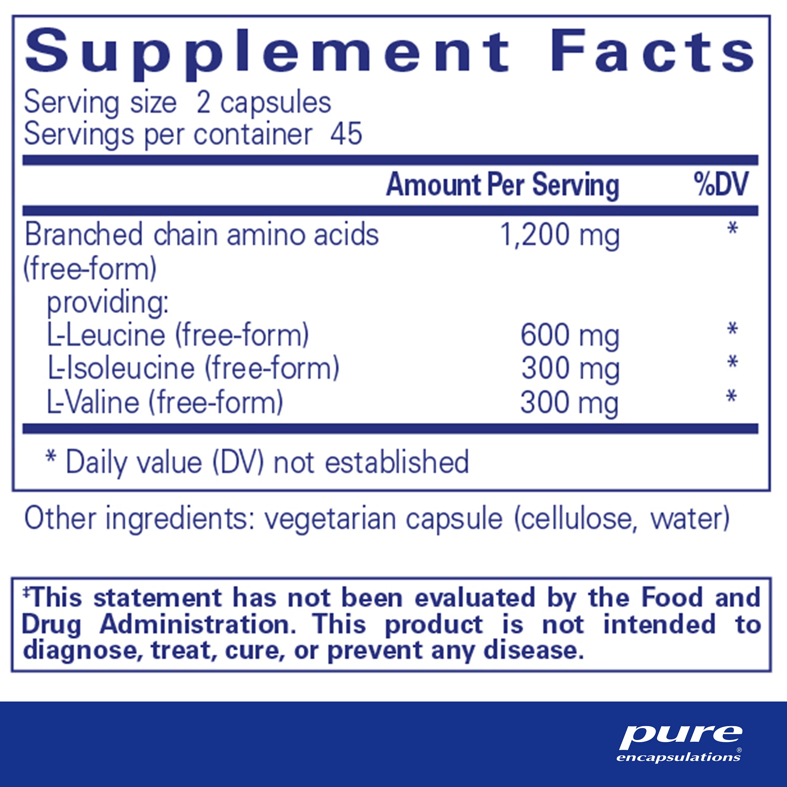 Foto 3 pulgar | Cápsulas De Bcaa Supplement Pure Encapsulations 90 Cápsulas - Venta Internacional.