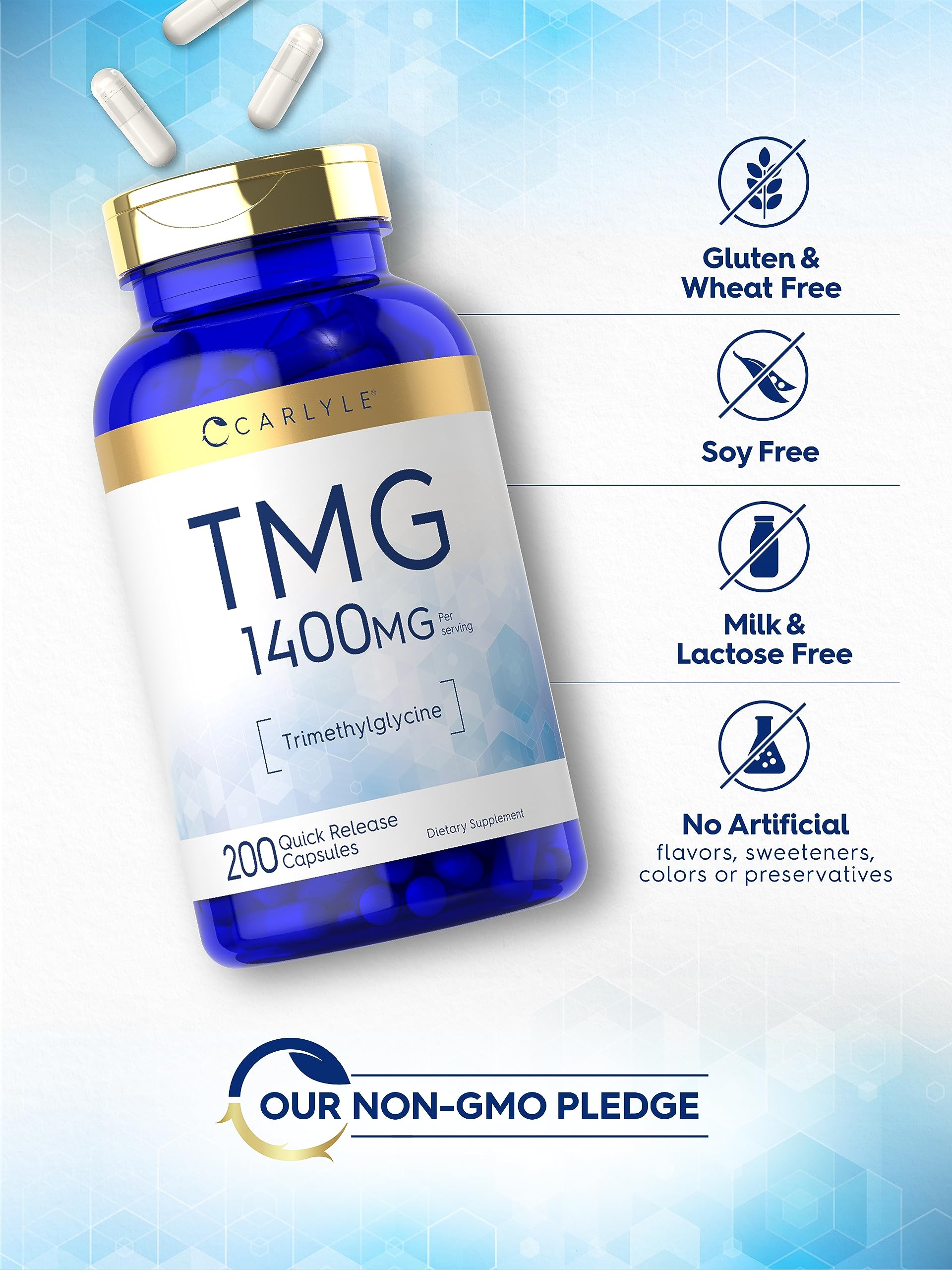 Foto 5 pulgar | Suplemento Carlyle Tmg 1400 Mg | 200 Cápsulas De Trimetilglicina - Venta Internacional.