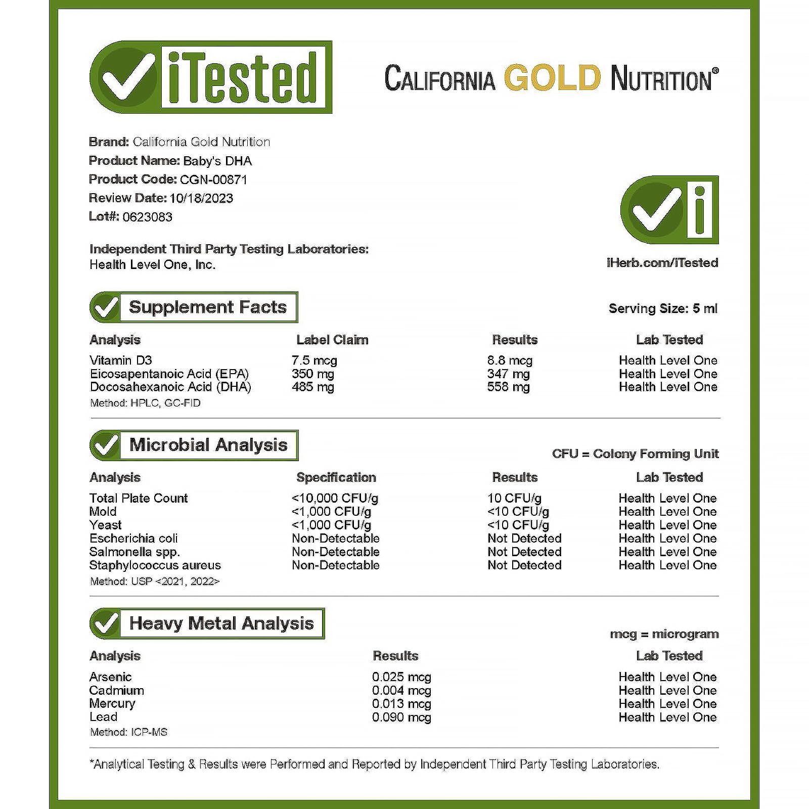 Foto 6 pulgar | Complemente Los Omega-3 Dha Para Bebés De California Gold Nutrition - Venta Internacional.