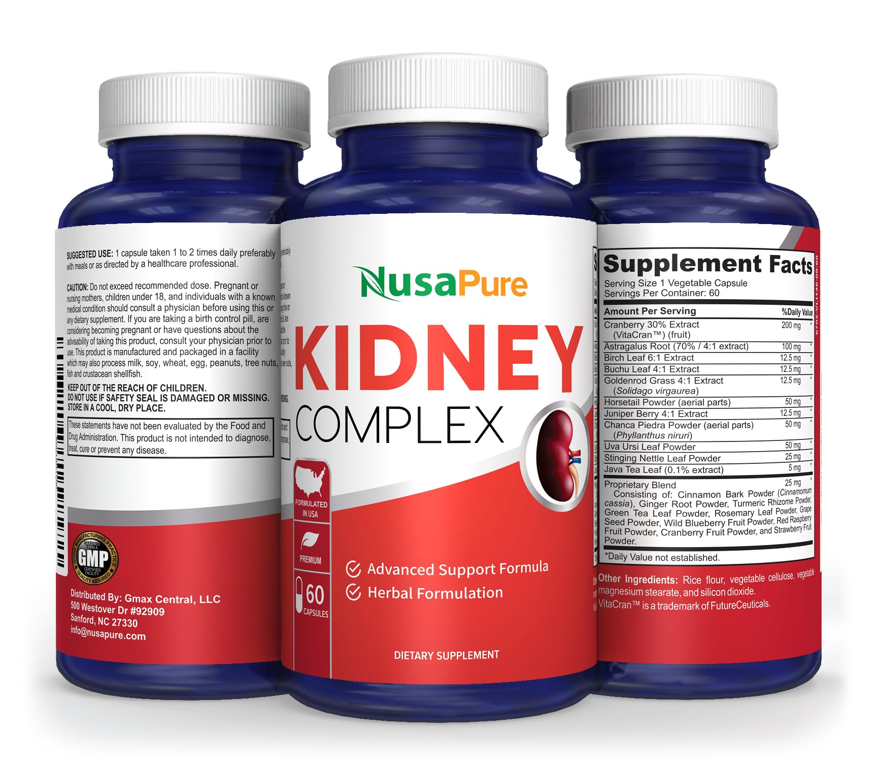 Foto 4 | Suplemento Nusapure Kidney Complex 60 Cápsulas Vegetariano - Venta Internacional.