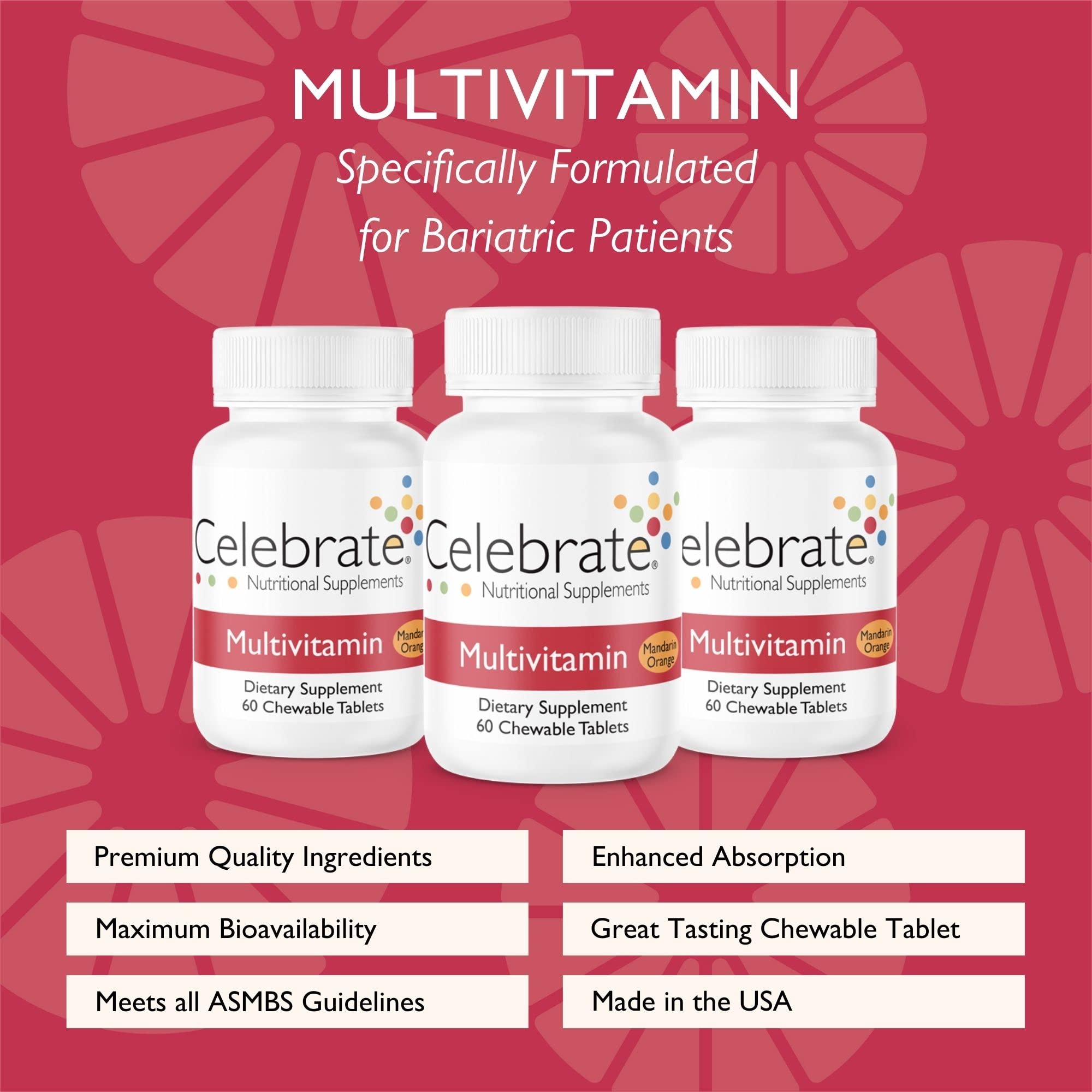 Foto 3 pulgar | Multivitamínico Masticable Mandarin Supplement Celebrate 3 Frascos con 60 Tabletas C/U - Venta Internacional