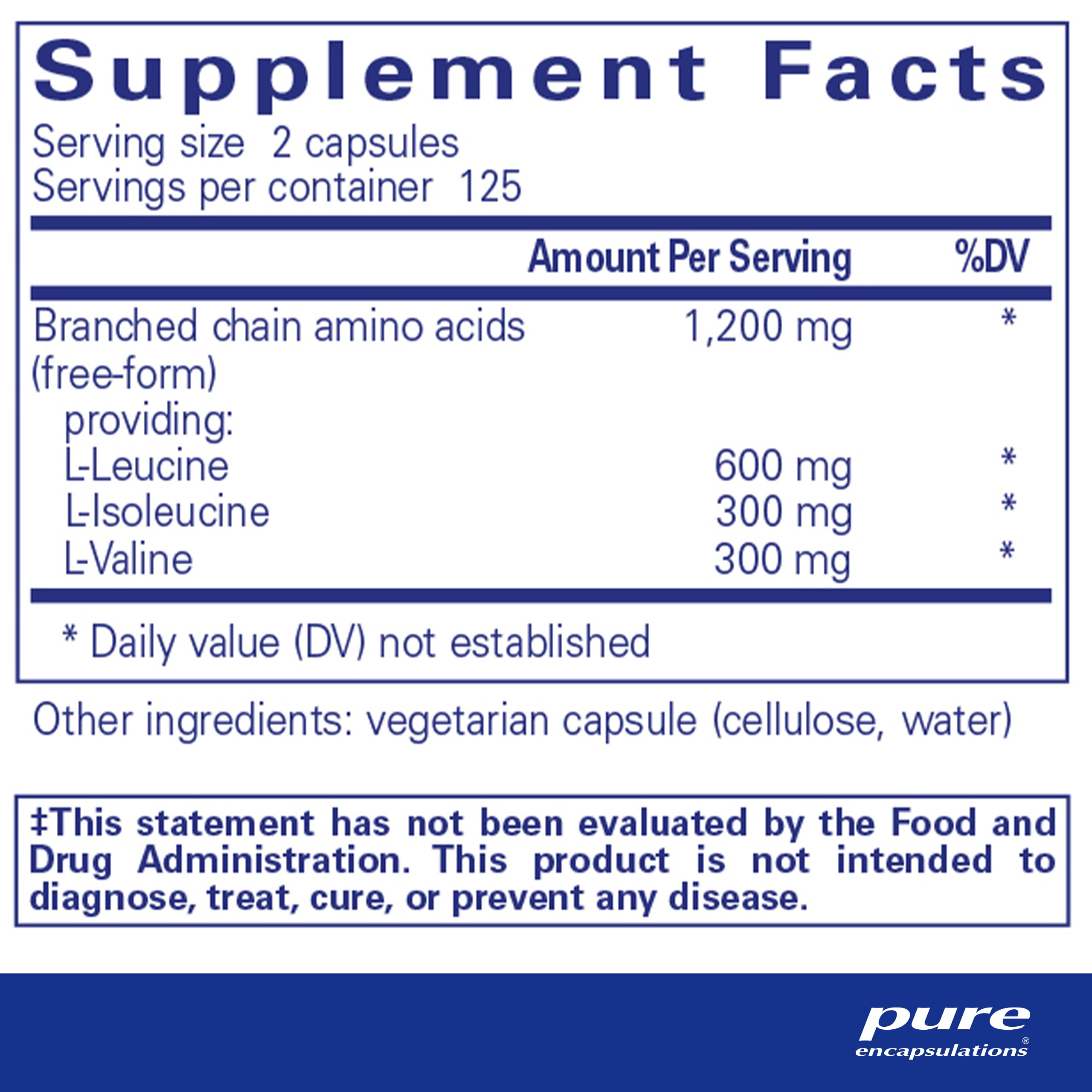 Foto 3 pulgar | Cápsulas De Bcaa Supplement Pure Encapsulations 250 Cápsulas - Venta Internacional.