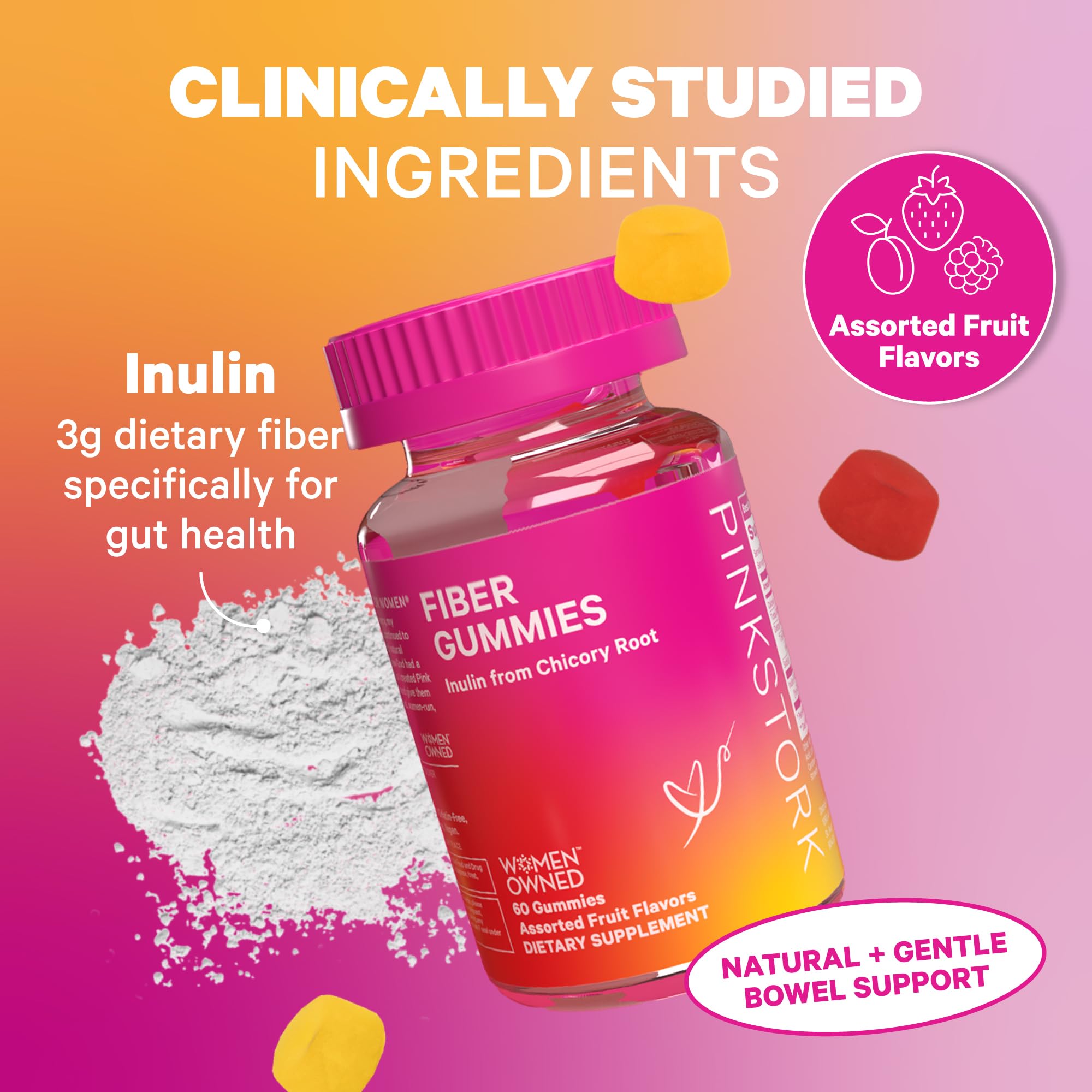 Foto 4 pulgar | Suplemento De Fibra Pink Stork Fiber Gummies 3g - 60 Gomitas - Venta Internacional.