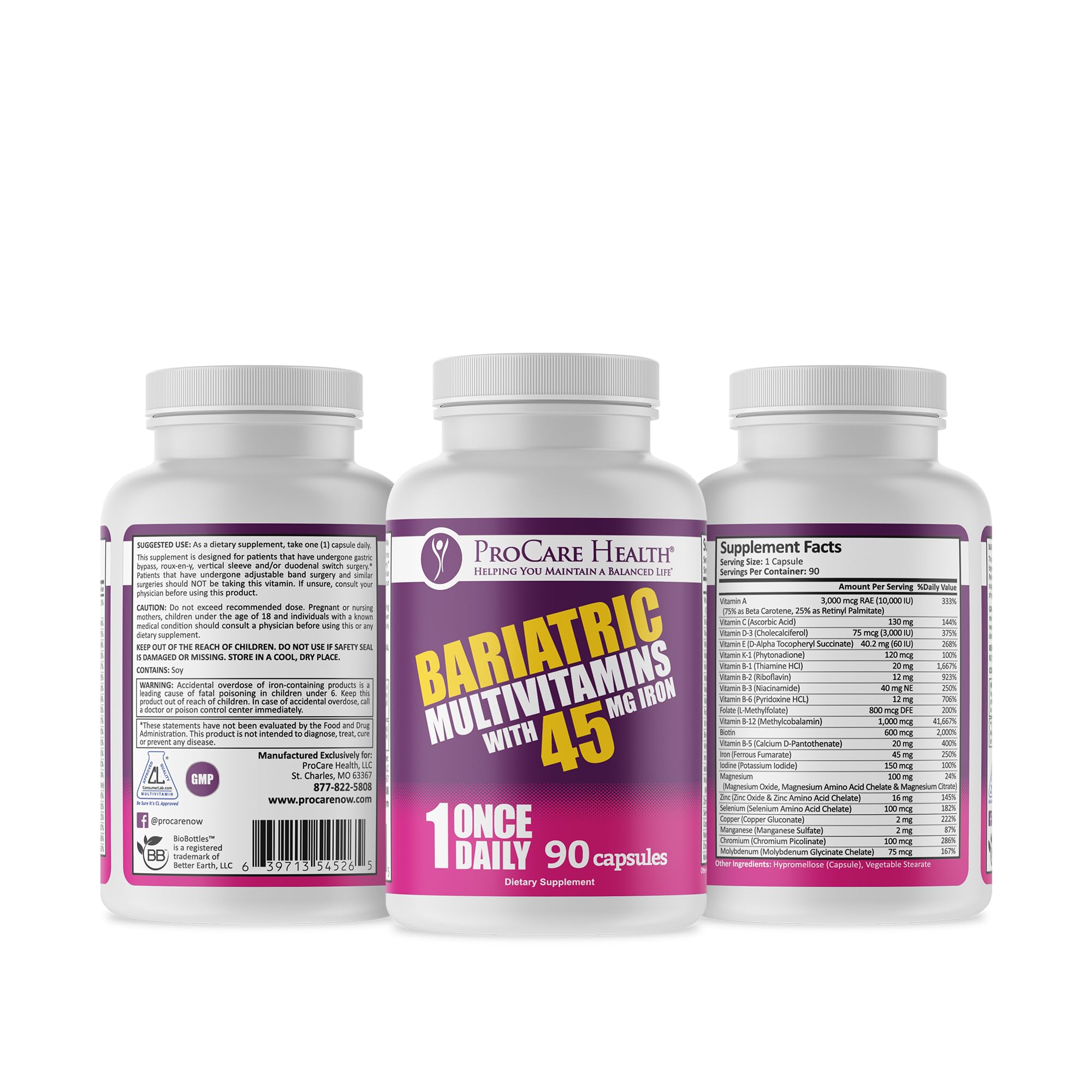 Foto 3 pulgar | Multivitamínico Bariátrico Procare Health Una Vez Al Día, 90 Cápsulas - Venta Internacional.