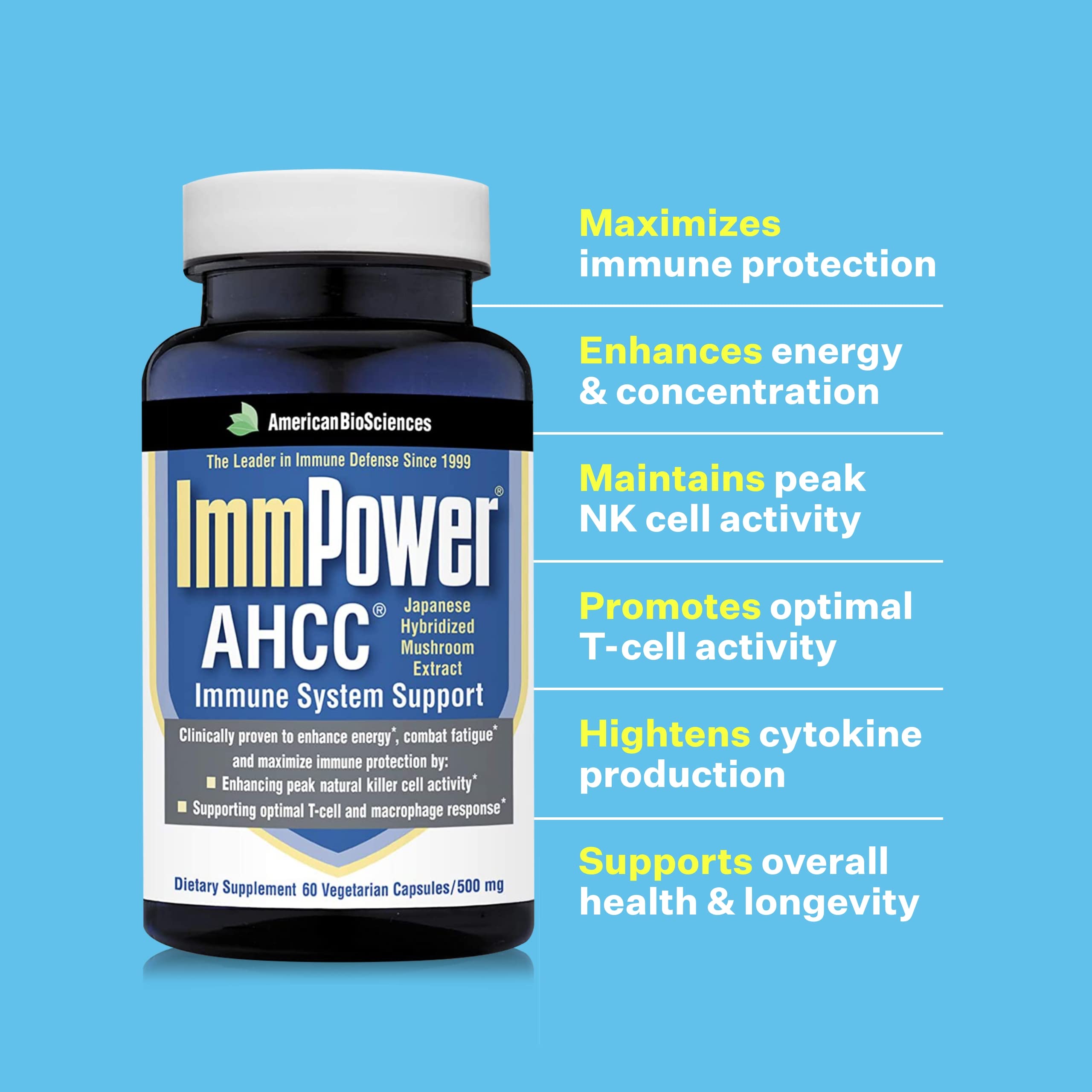 Foto 5 pulgar | Suplemento American Biosciences Immpower Ahcc 500 Mg 60 Cápsulas - Venta Internacional.