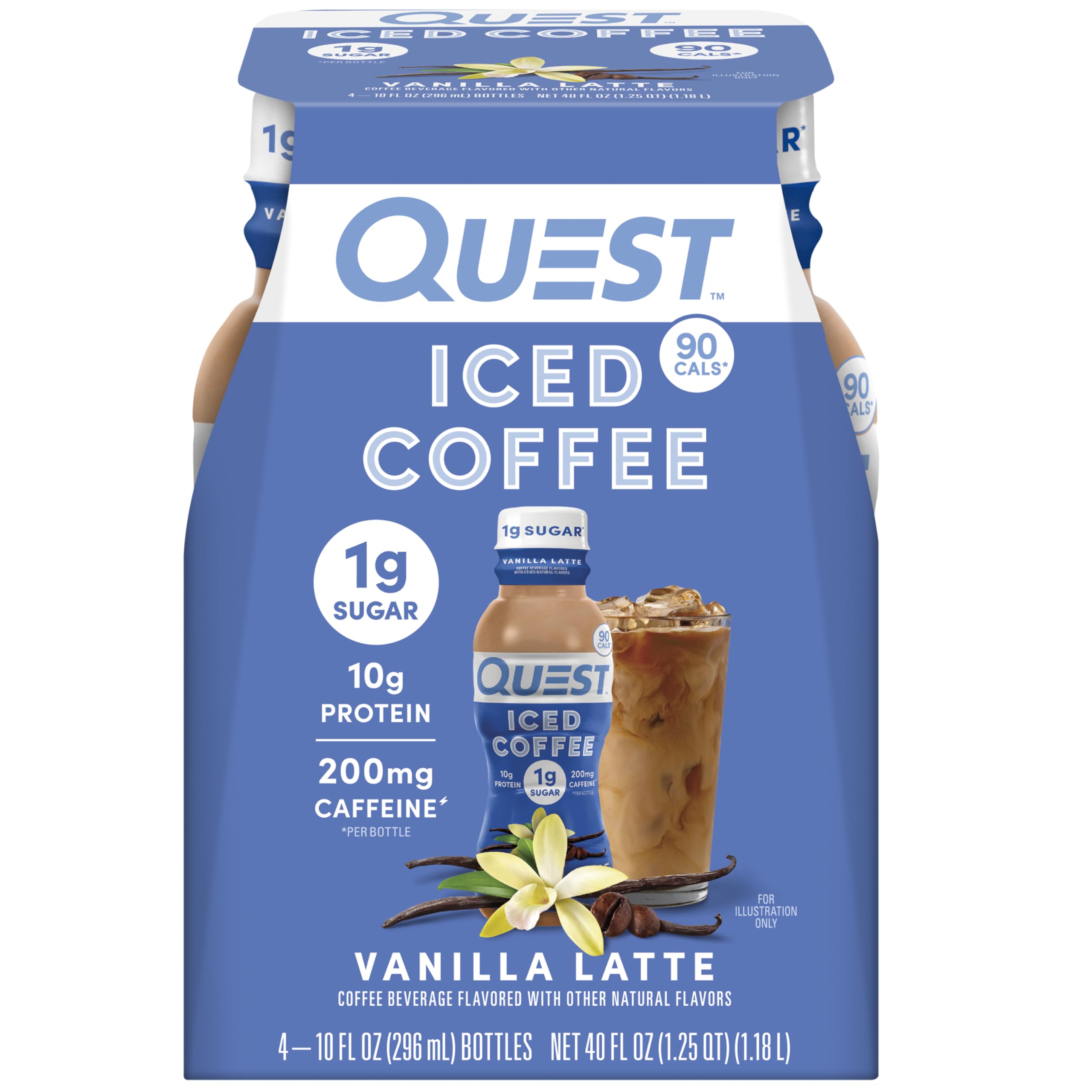 Latte De Vainilla Iced Coffee Quest Nutrition, 10 G De Proteína, 4 X 250 Ml - Venta Internacional.