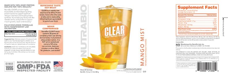 Foto 4 pulgar | Proteína De Suero Aislada Transparente Nutrabio Rapid Recovery 20 G - Venta Internacional.