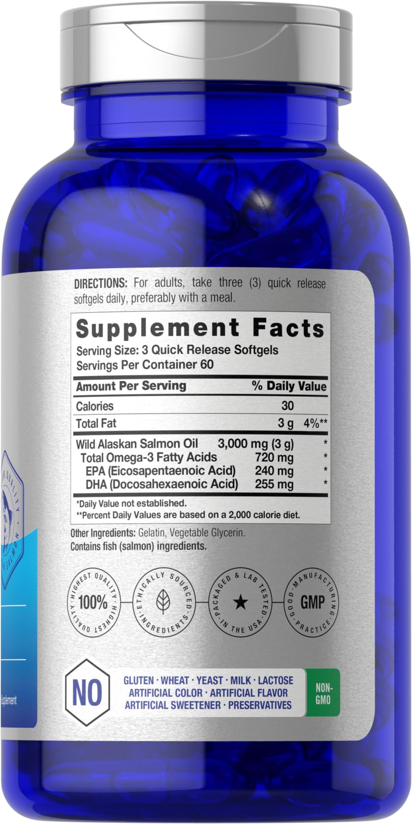 Foto 3 pulgar | Suplemento De Aceite De Salmón Salvaje De Alaska Horbaach 180 Cápsulas Blandas - Venta Internacional.