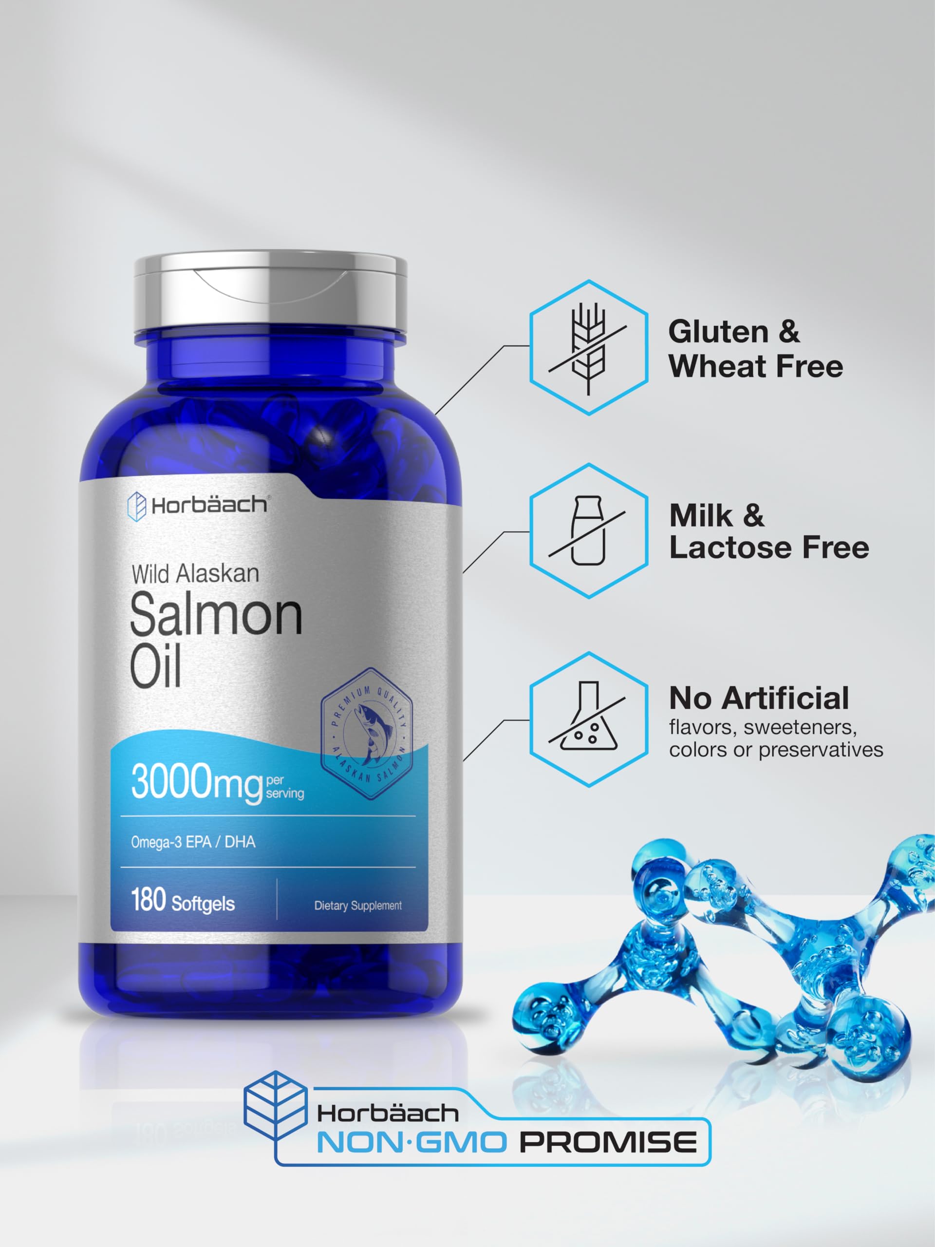 Foto 6 pulgar | Suplemento De Aceite De Salmón Salvaje De Alaska Horbaach 180 Cápsulas Blandas - Venta Internacional.